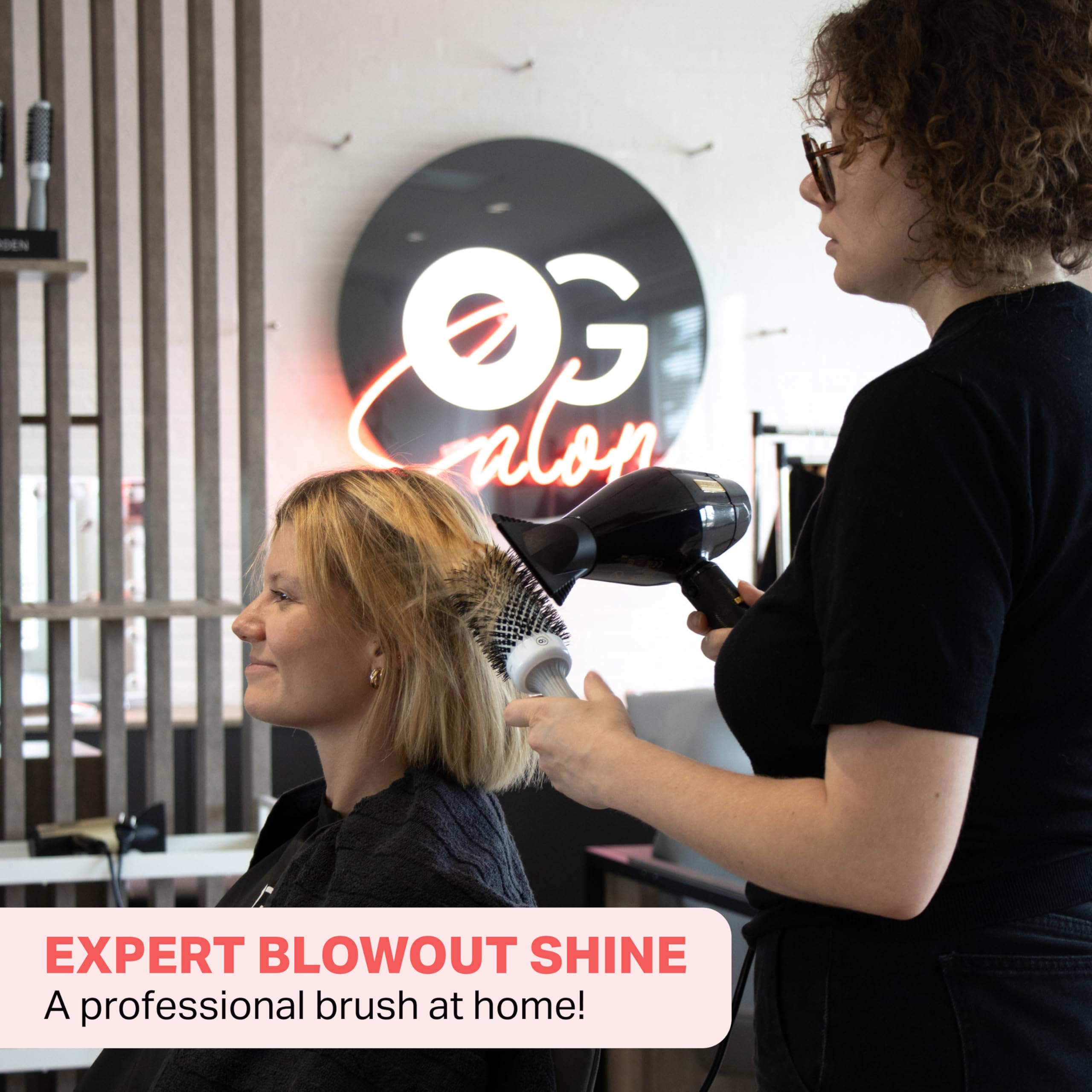 Olivia Garden Expert Blowout Shine Brush - Ceramic Coated Round Brush - Size 35 8