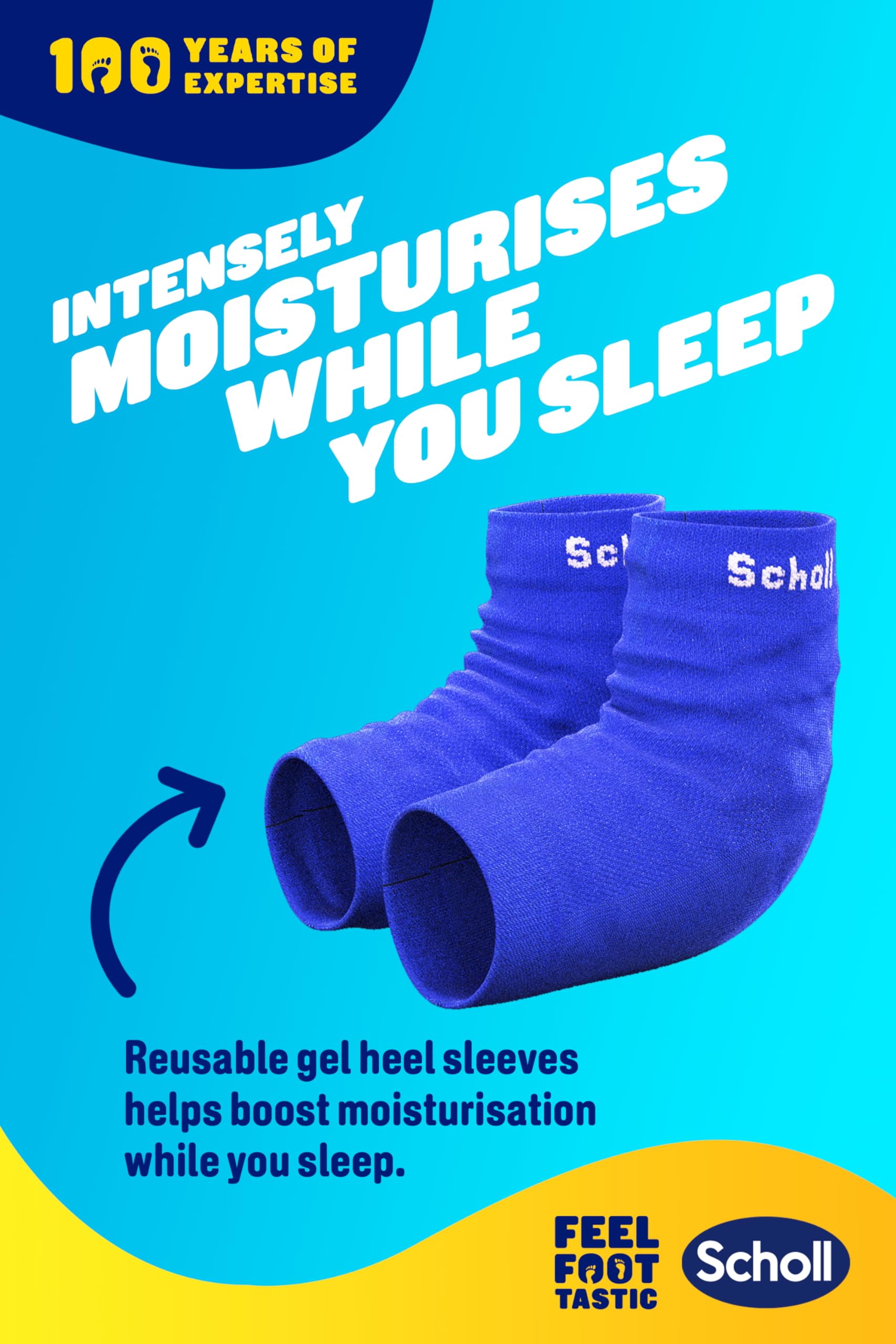 Dr. Scholl's Overnight Renewal Kit: Footcare Cream 60ml & Reusable Gel Heel Sleeves 3