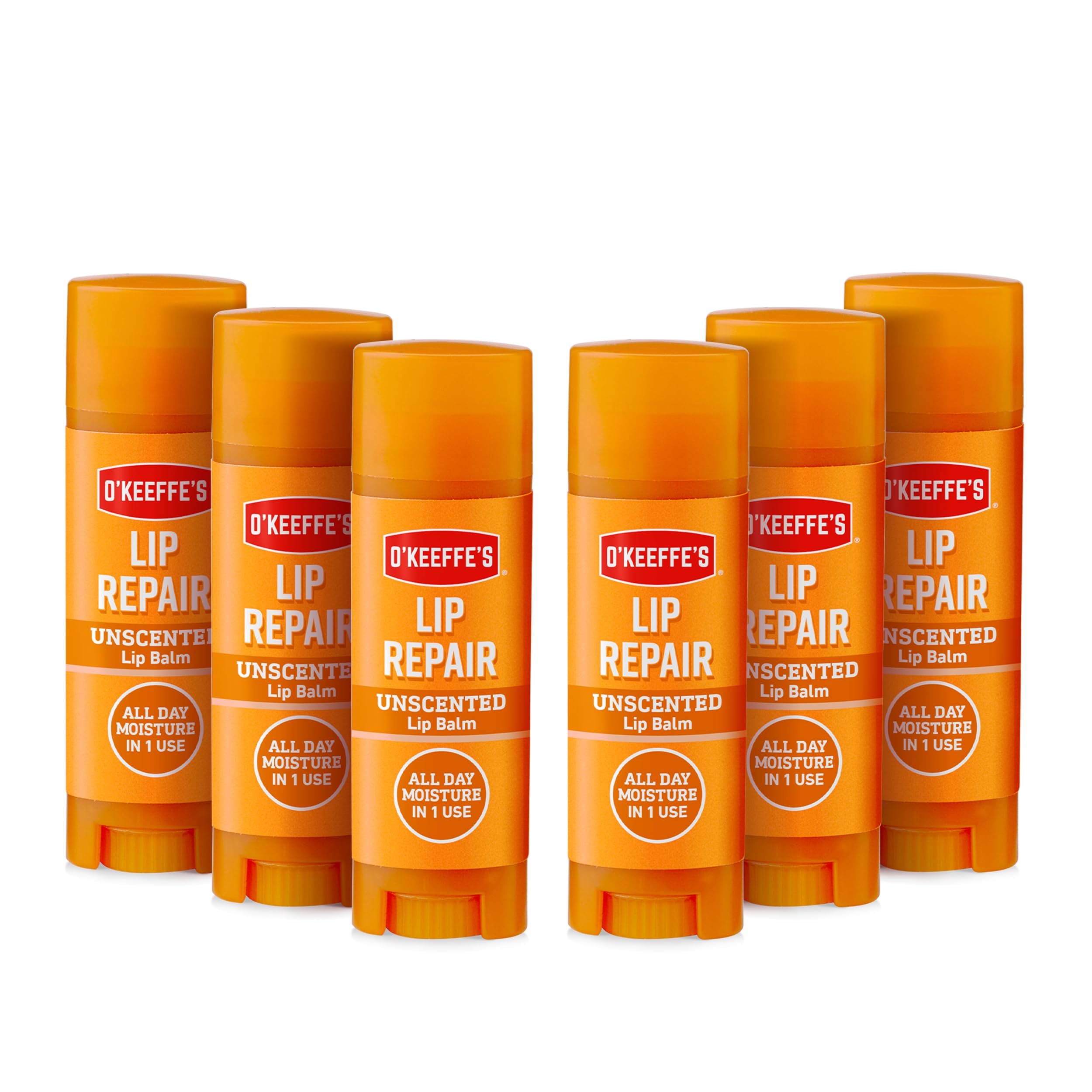 O'Keeffe's Lip Repair Unscented Lip Balm, 4.2g - 6 Pack for Extremely Dry Lips