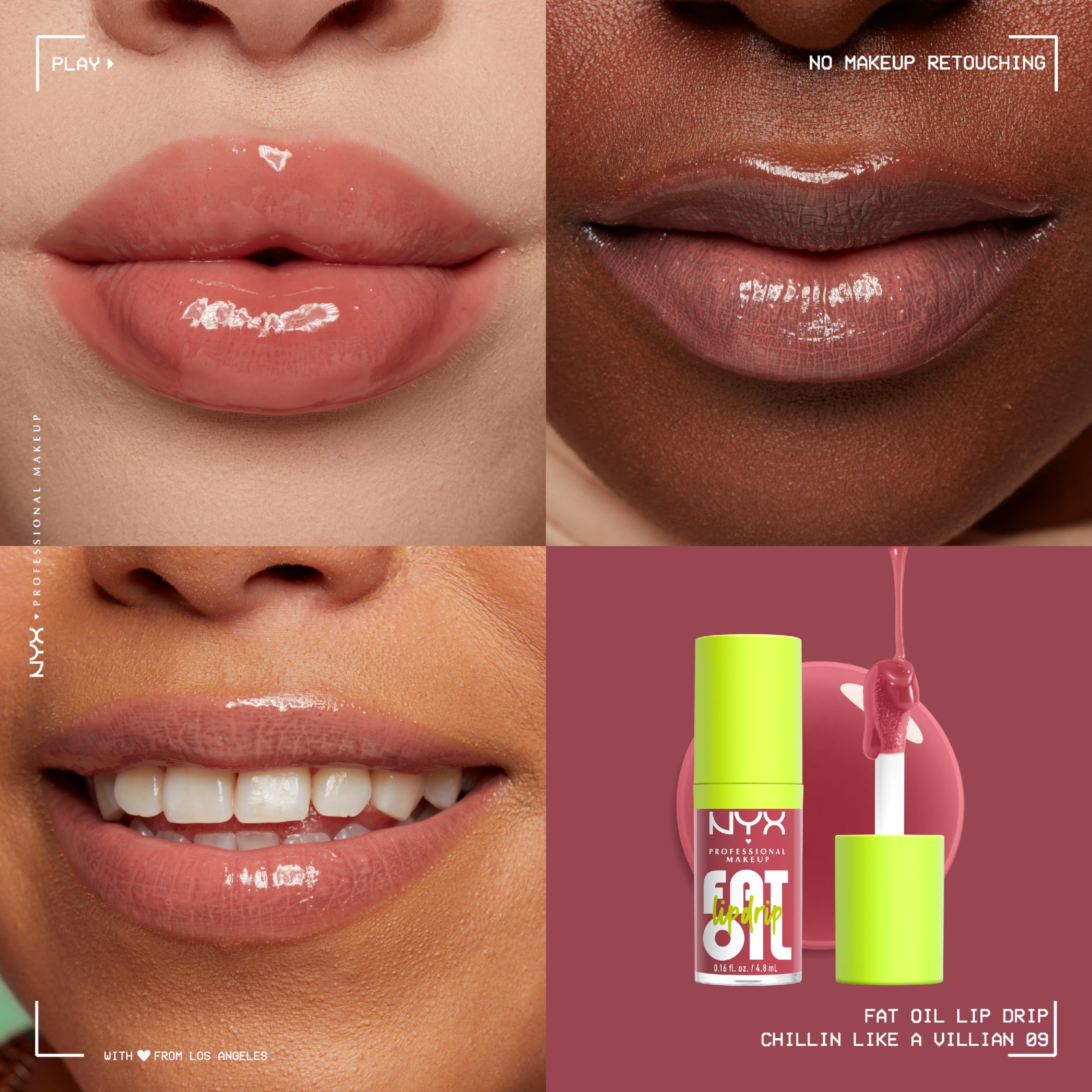 NYX Professional Makeup Fat Oil Lip Drip Gloss - 12H Hydration, High Shine, Non-Sticky, Chillin' Like A Villain 3