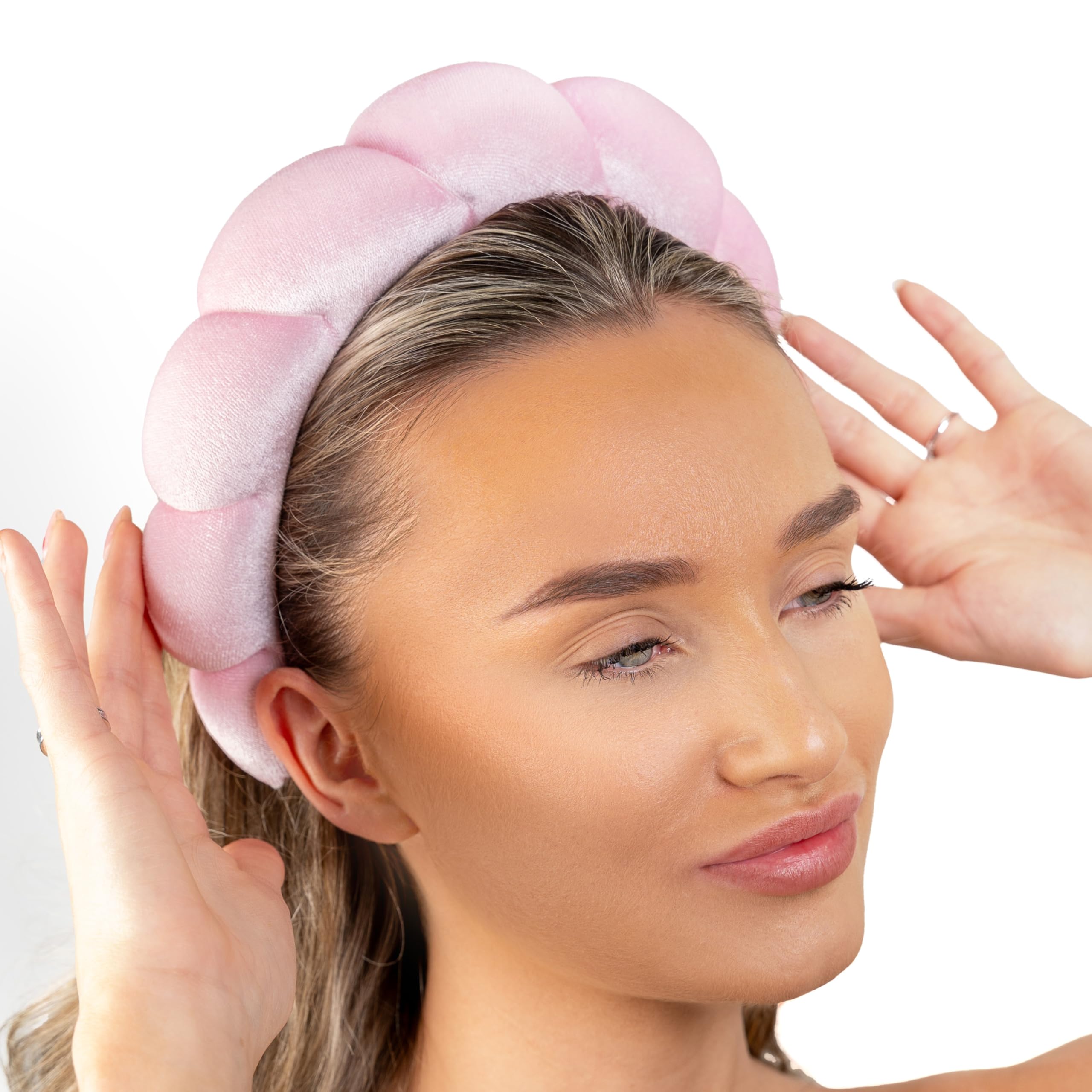 Brushworks Pink Cloud Beauty Headband – Ultra-Soft Terry Cloth for Skincare & Makeup 7