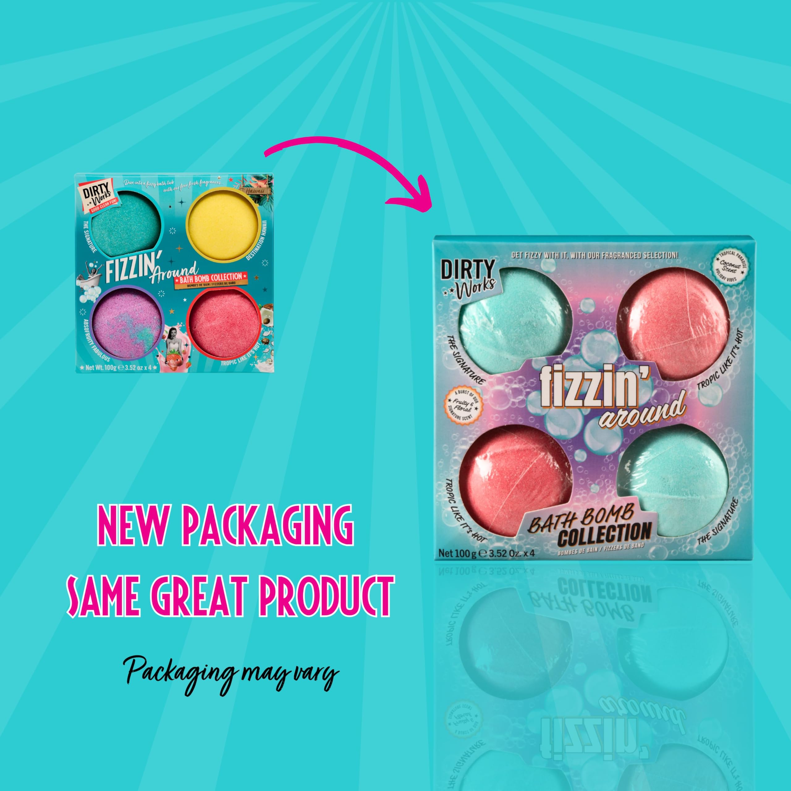 Dirty Works Fizzin’ Around Bath Bomb Collection Gift Set with 4 Unique Fragrances 4