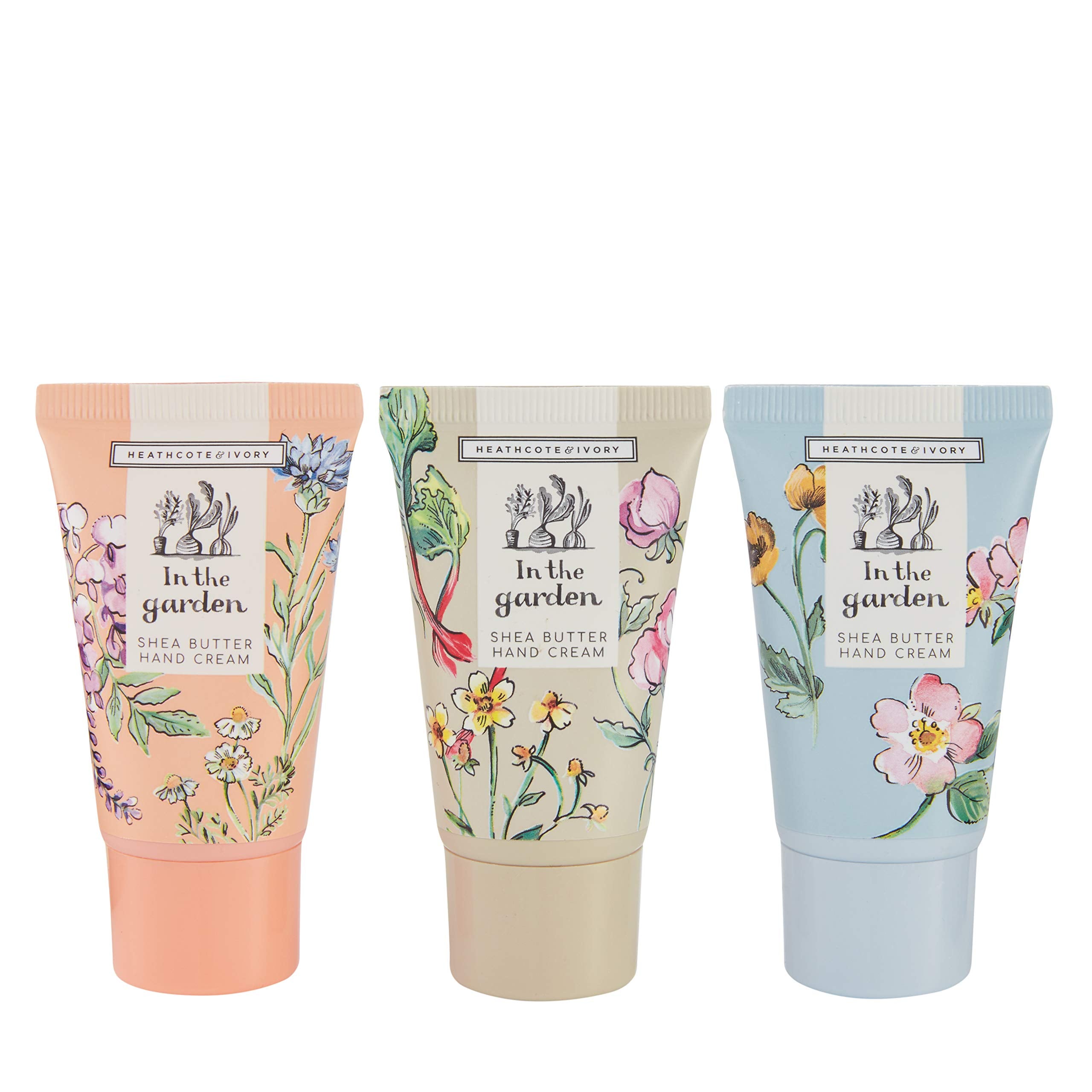 Heathcote & Ivory In The Garden Hand Cream Trio, Shea Butter, Vegan & Cruelty Friendly, 3x 30 ml
