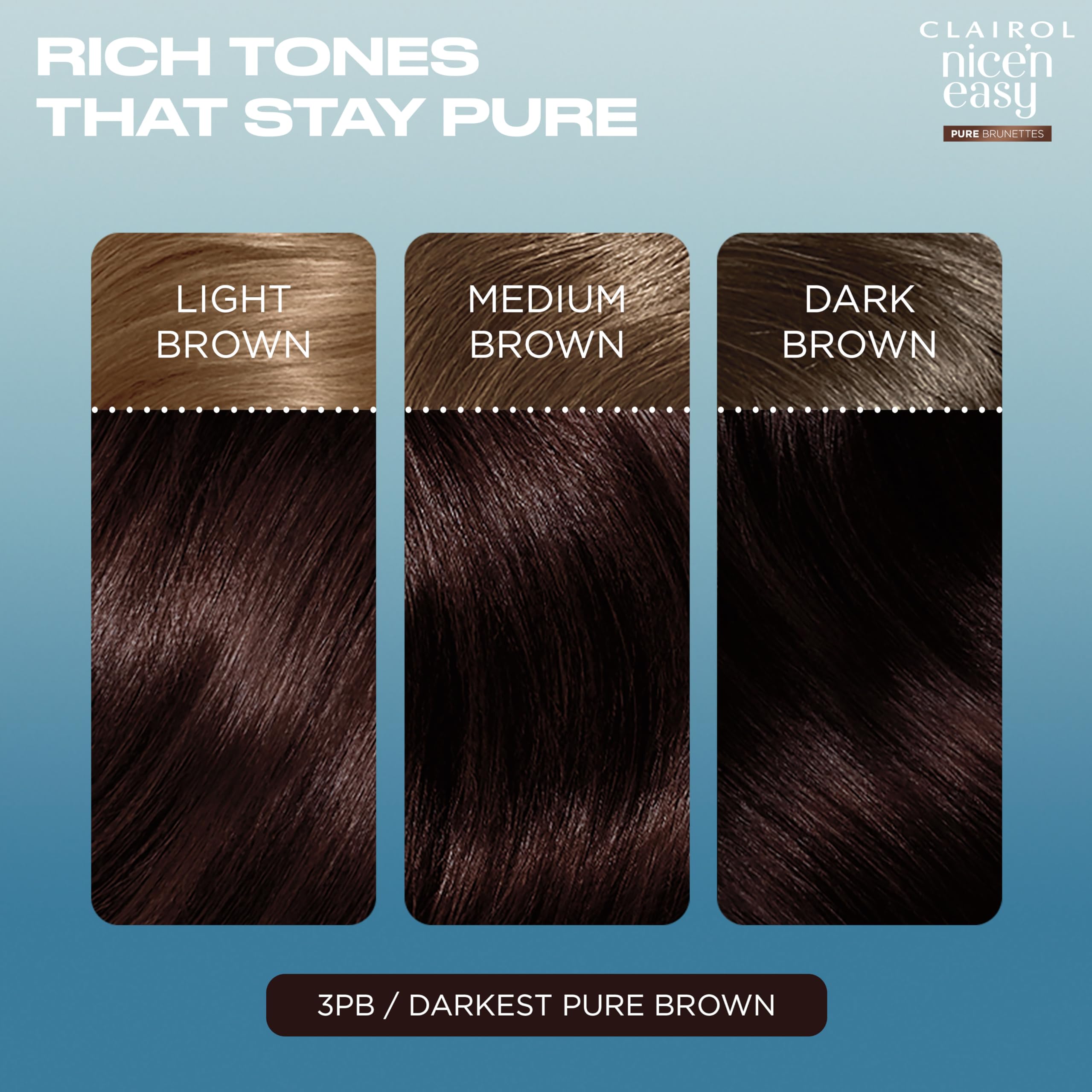 Clairol Nice n’ Easy Pure Brunettes Hair Colour 3PB Deepest Espresso Brown Permanent Dye