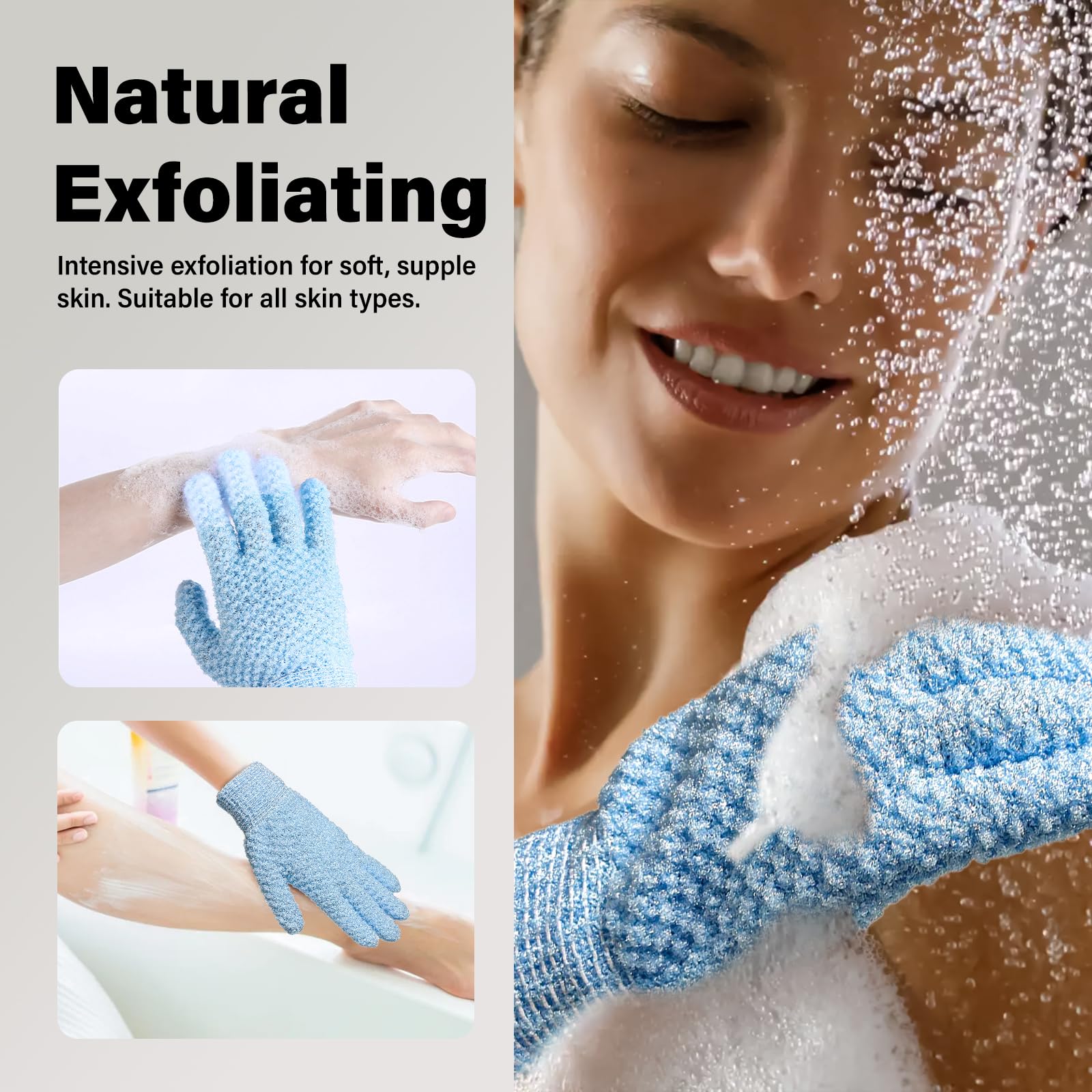 Admygo 6-Piece Exfoliating Wash Gloves Set for Deep Body Scrub and Smooth Skin 4