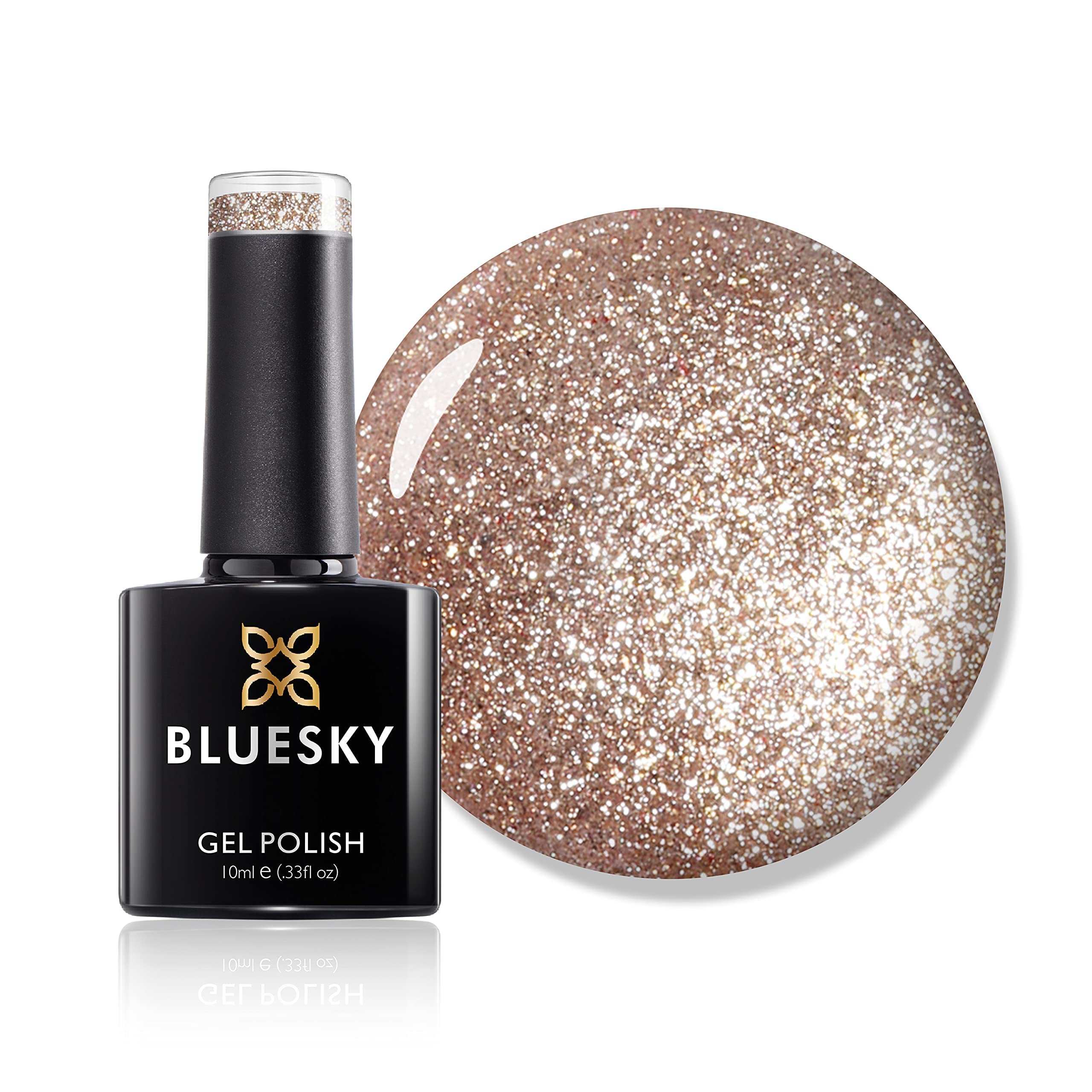 BLUESKY Gel Nail Polish, Rose Gold QCG15 Pink Glitter, 10 Ml - 21 Day High-Gloss Wear
