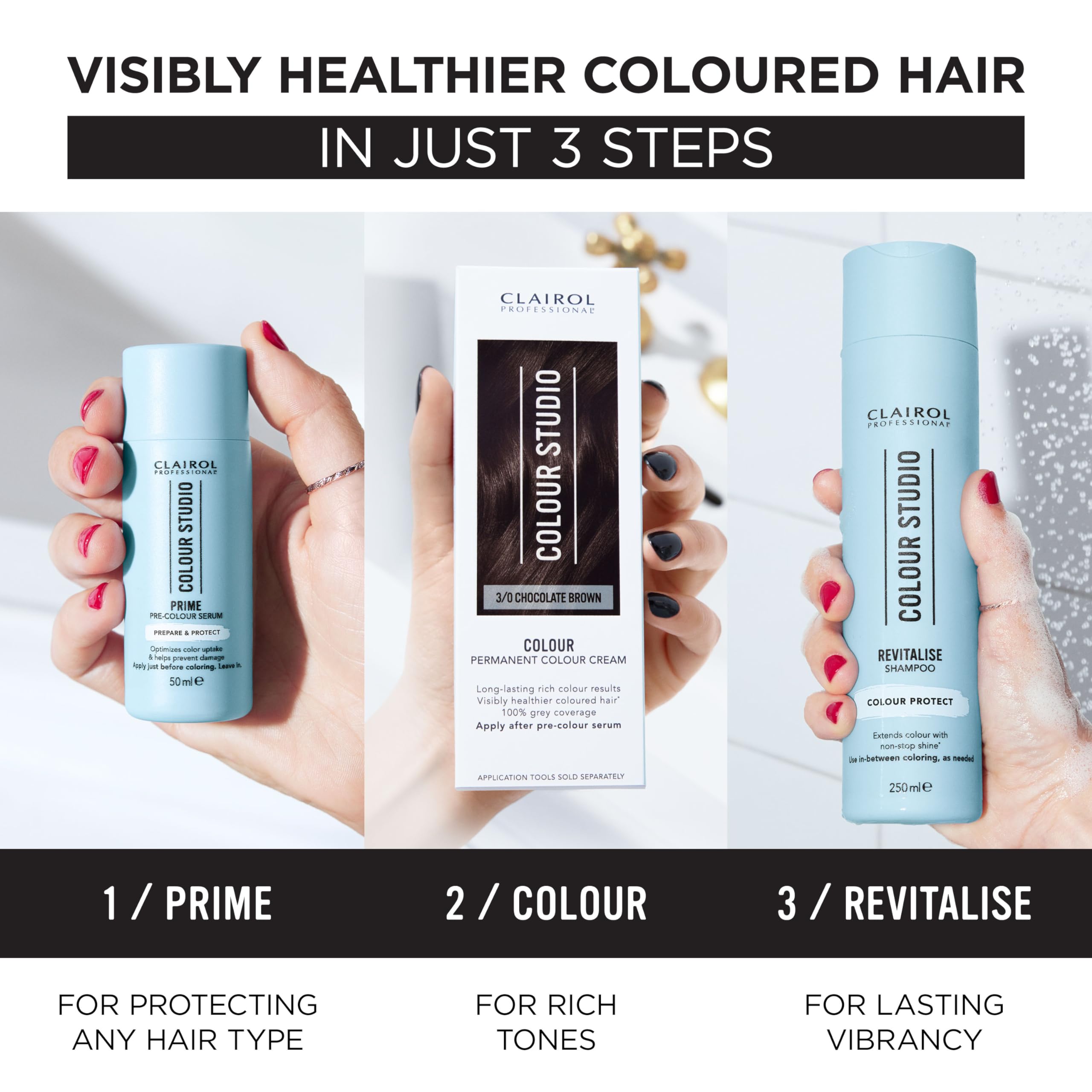 Clairol Professional Colour Studio | Step 3 Revitalise | Farbschutz-Conditioner für coloriertes Haar | Verlängert die Farbbrillanz mit anhaltendem Glanz | Für alle Haartypen und -farben | Vegan | 250 ml 4