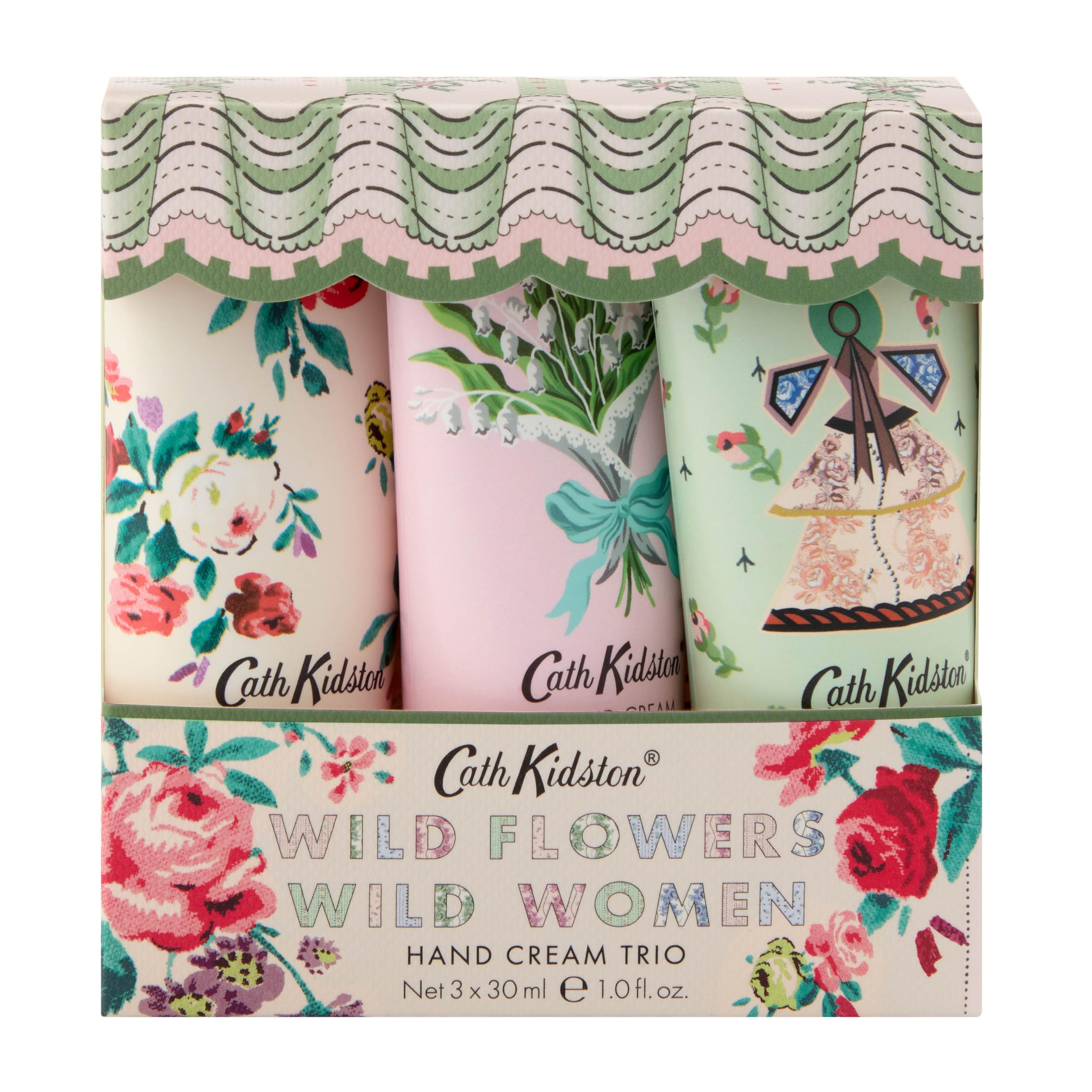 Cath Kidston Handcreme-Trio (3 x 30 ml), Feuchtigkeitscreme, drei Duftrichtungen, Sheabutter