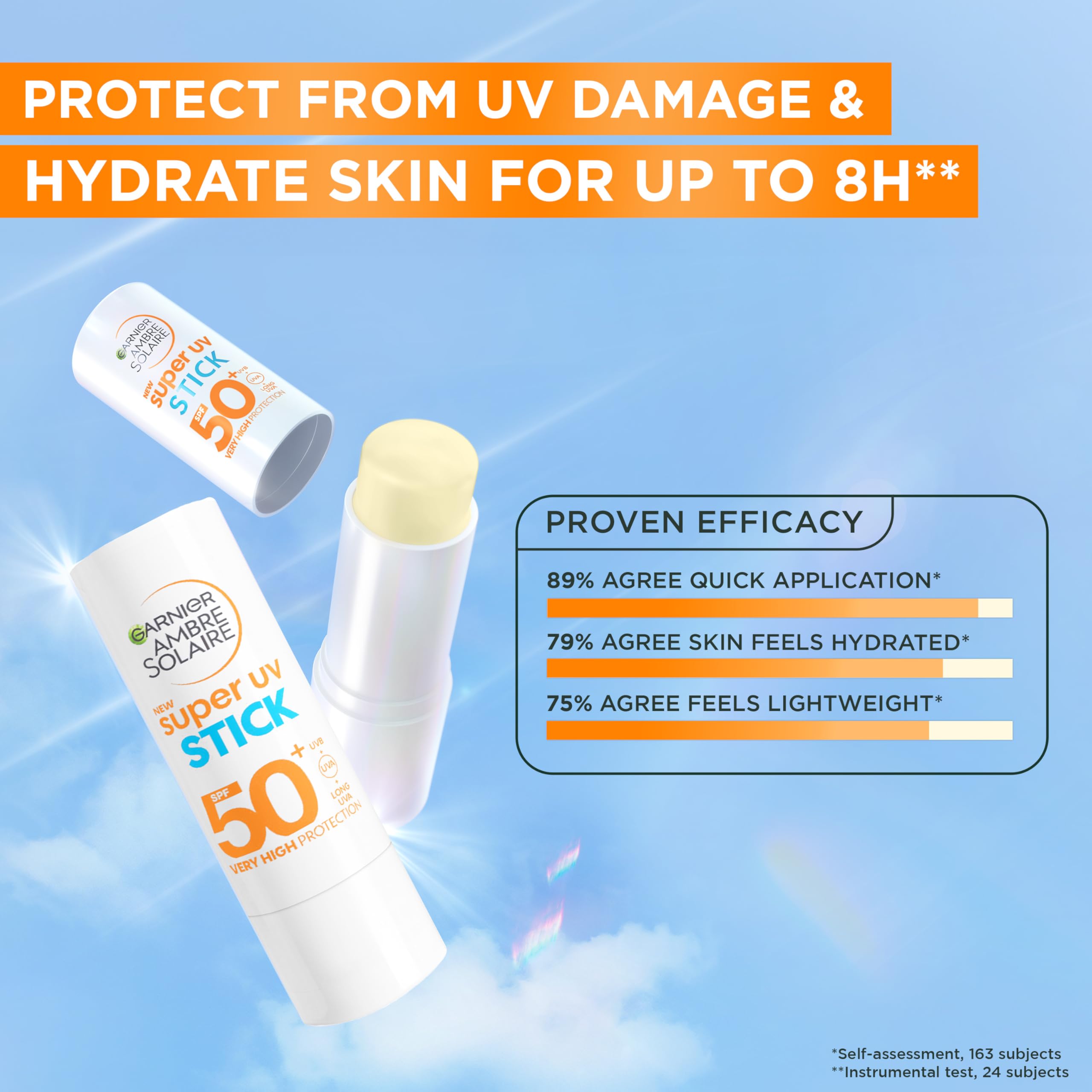 Garnier Ambre Solaire Super UV Stick SPF50+ with Shea Butter & Vitamin E, 9ML