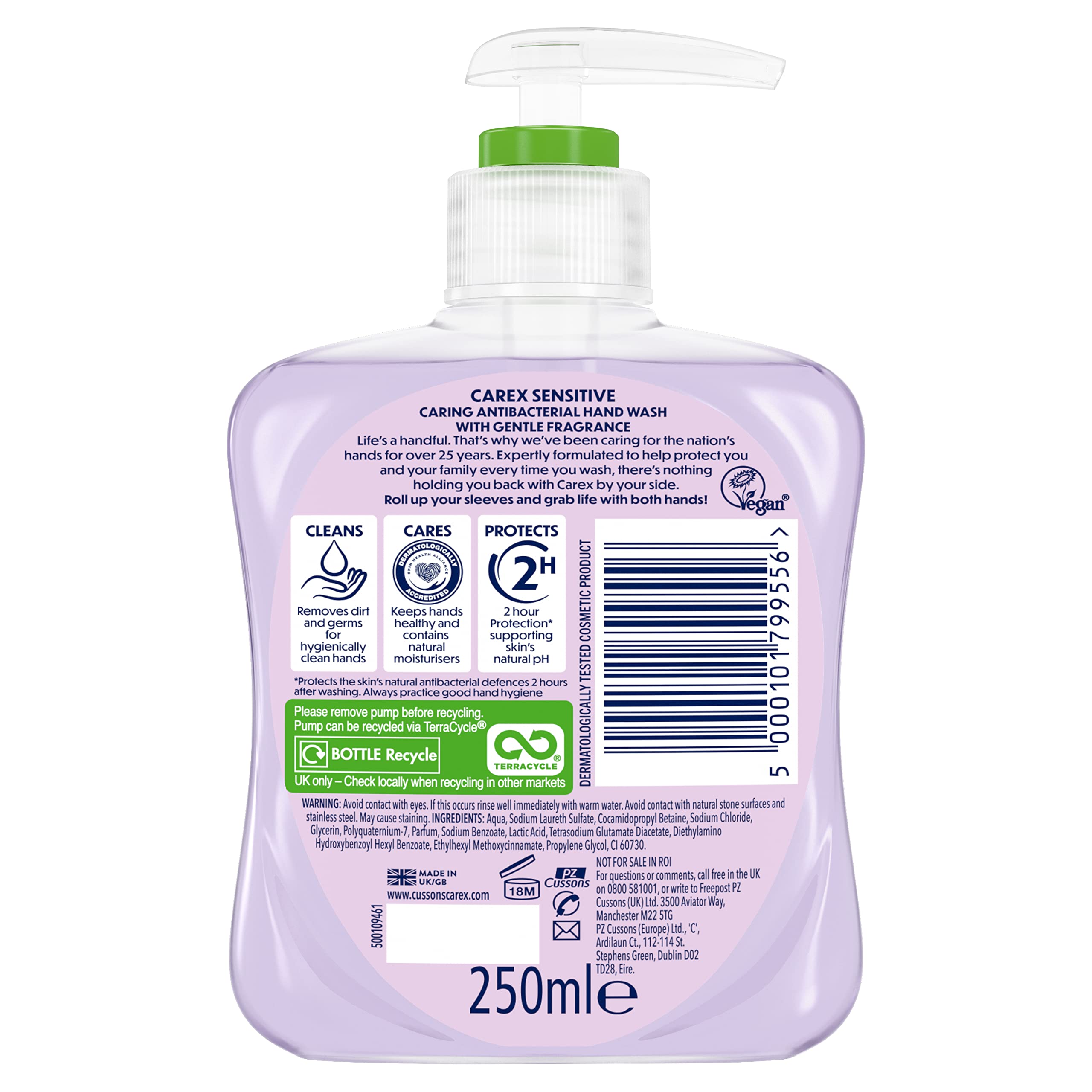 Carex Dermacare Sensitive Antibacterial Hand Wash with Natural Moisturisers, Musk Scent, 6 x 250ml 9