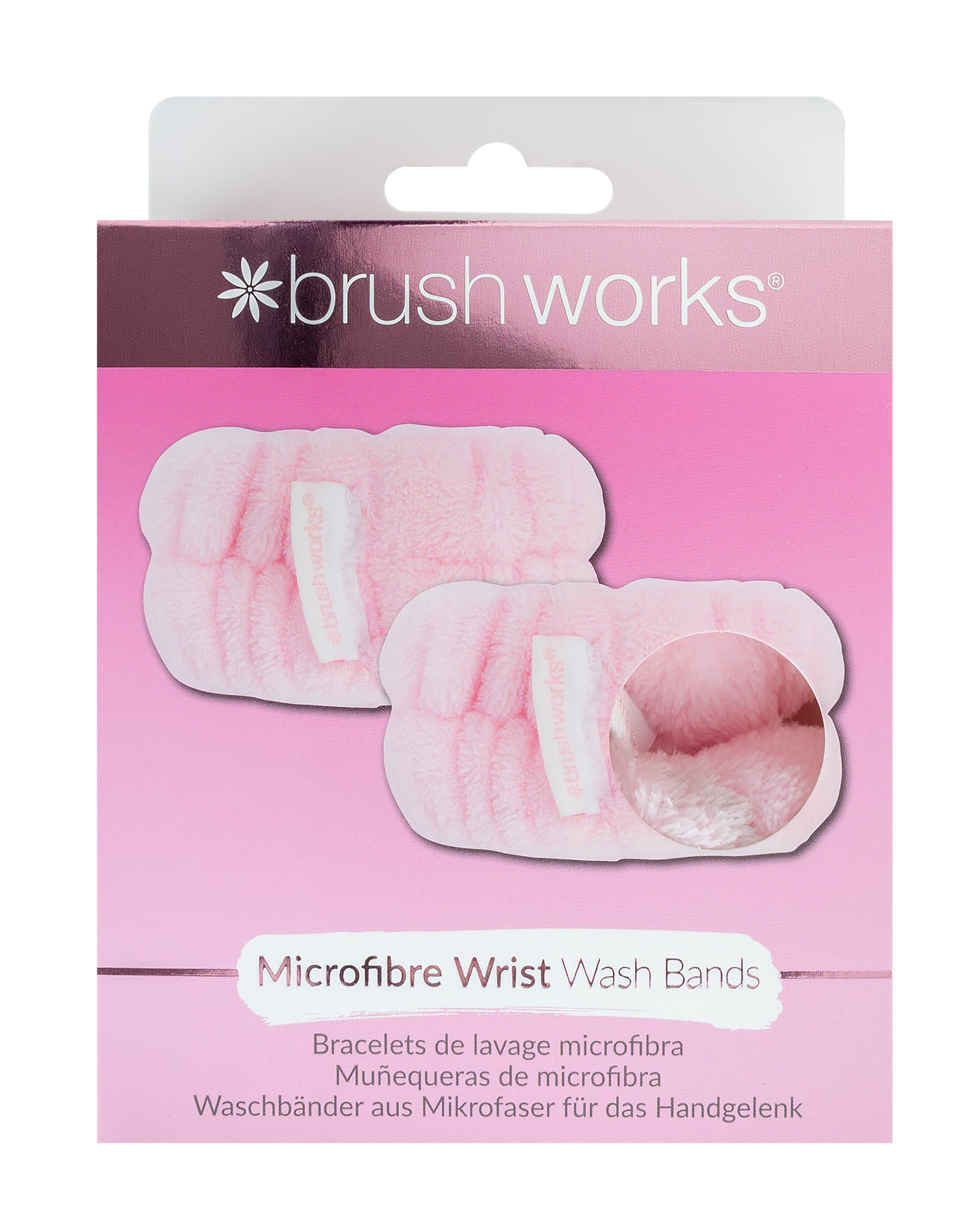 Brushworks Microfibre Wrist Wash Bands - Ultra-Soft & Absorbent (2 Pack)