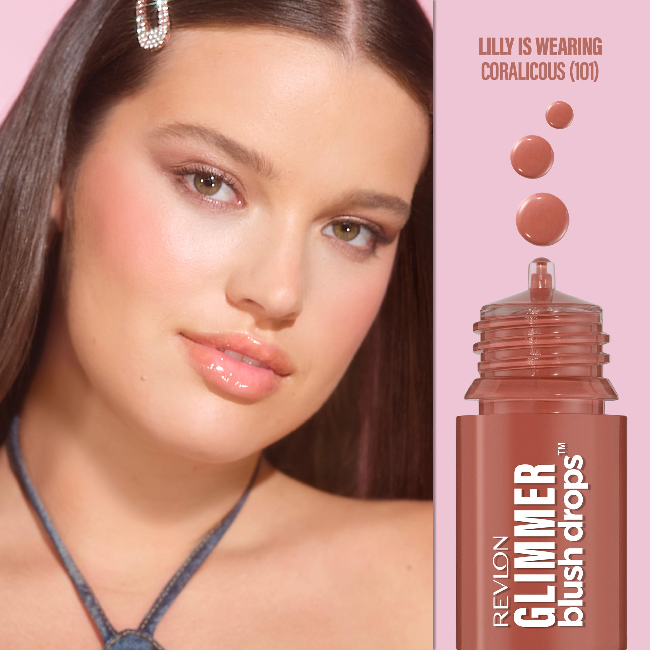 Revlon Glimmer Blush Drops - Hydrating Liquid Blusher with Plumping Formula