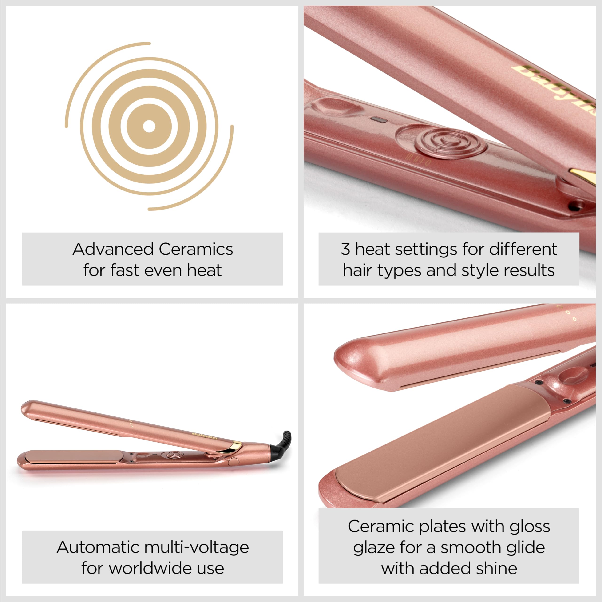 BaByliss Haarglätter in Roségold – Keramikplatten für glattes Styling 7
