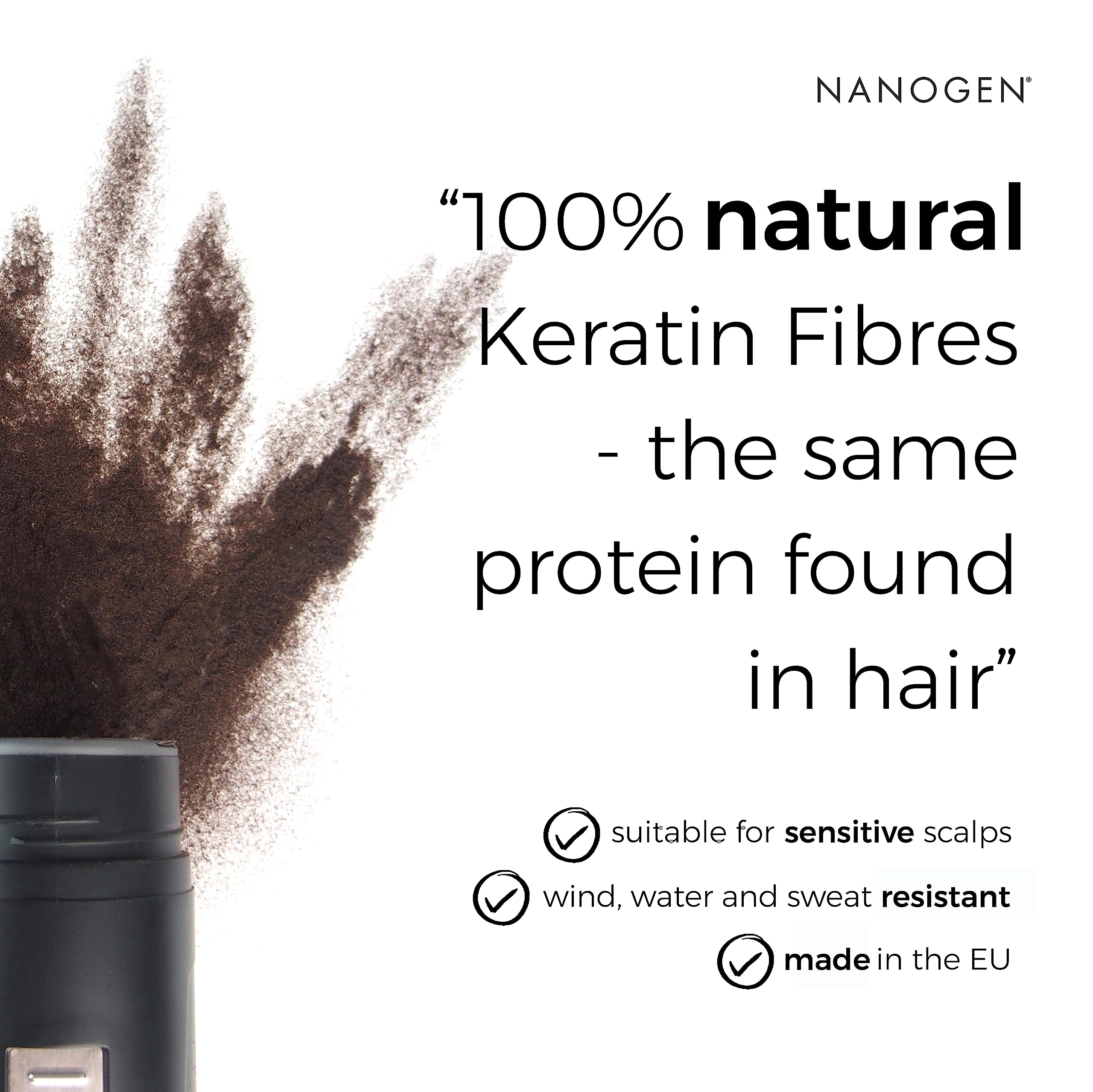 Nanogen Hair Fibres 30g Dark Brown - Instant Natural Hair Thickening 3