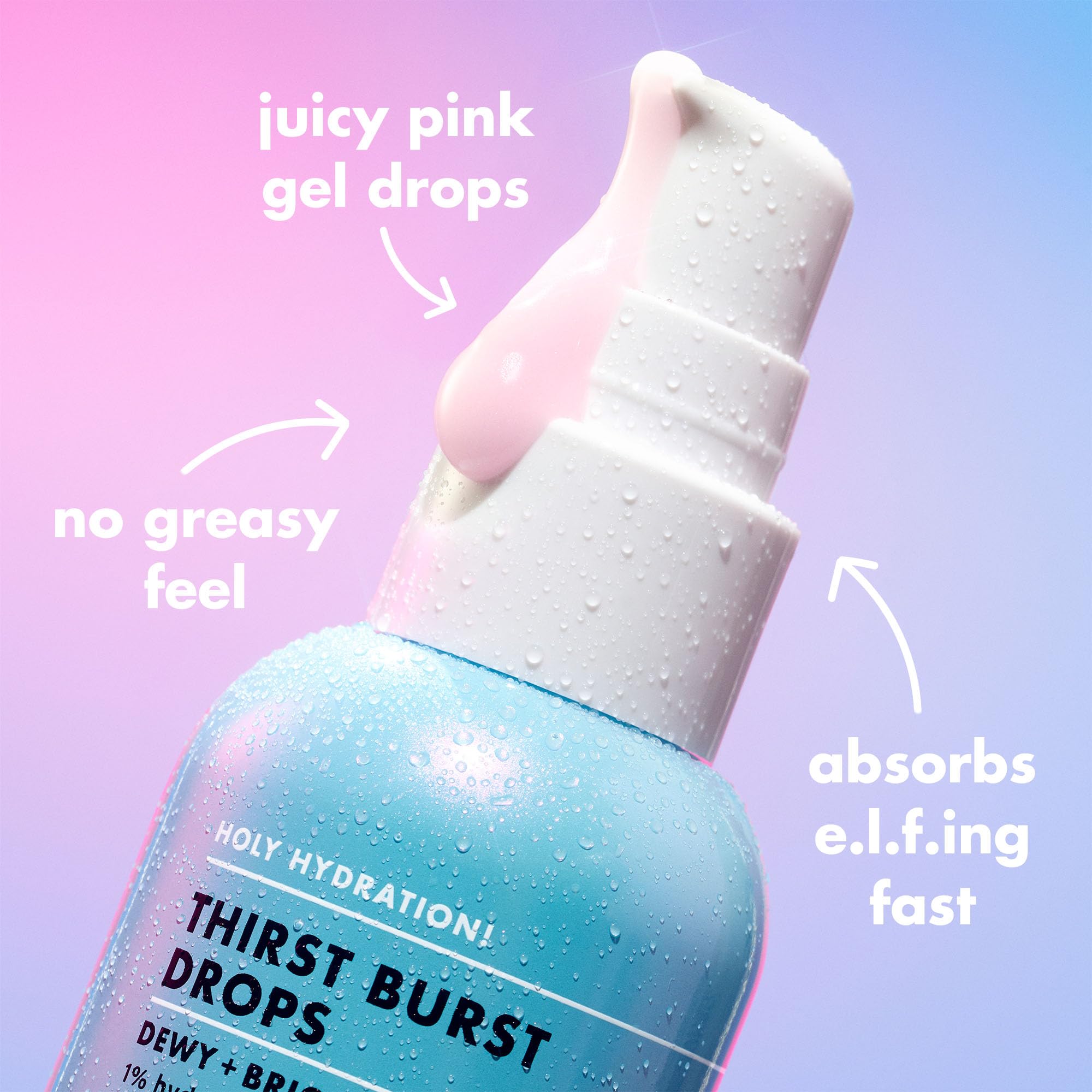 elf Holy Hydration! Durstlöschende Tropfen, Gel-Serum-Tropfen, für einen taufrischen Teint, Plus 5