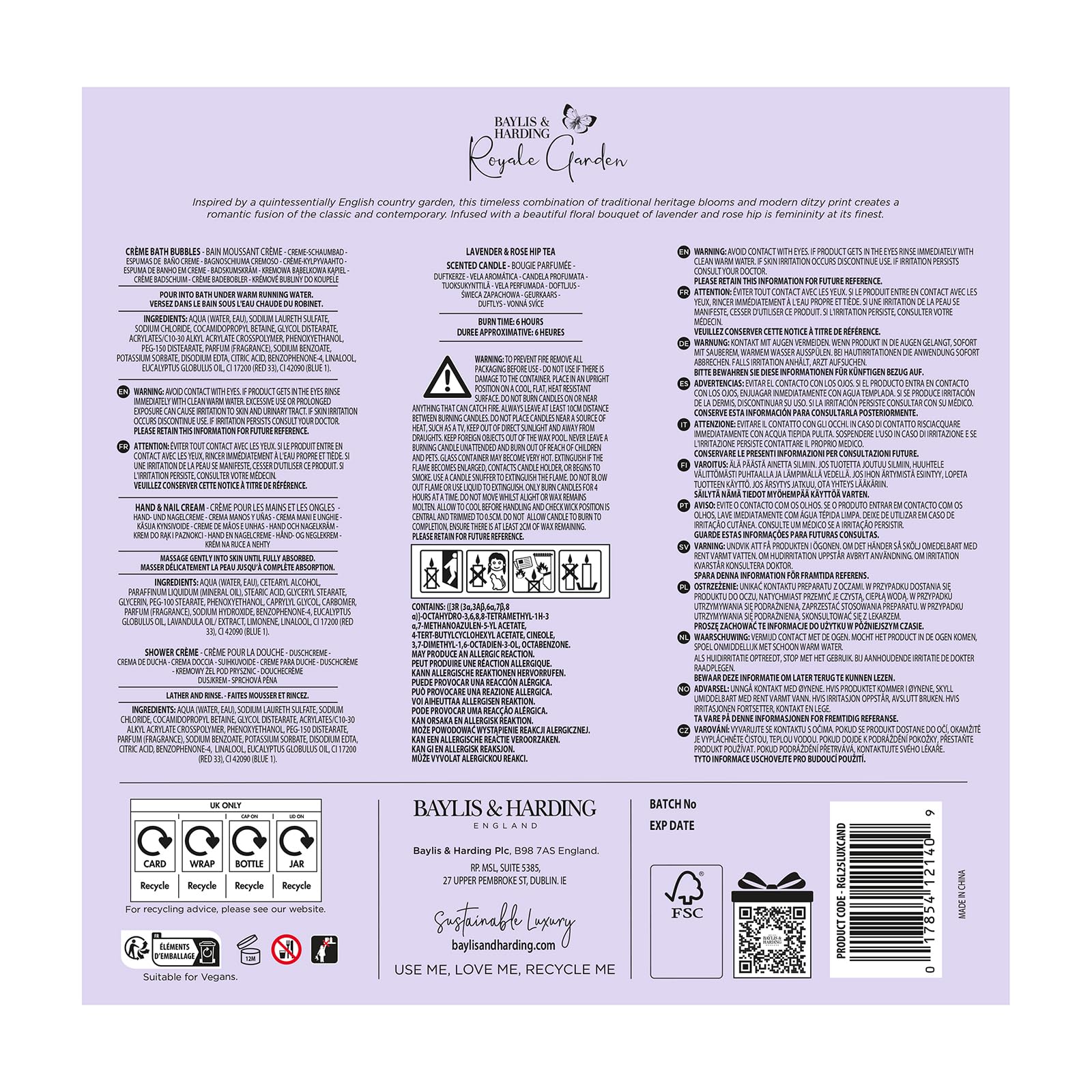 Baylis & Harding Royale Garden Candlelit Gift Set - Vegan Friendly Bath & Body 7