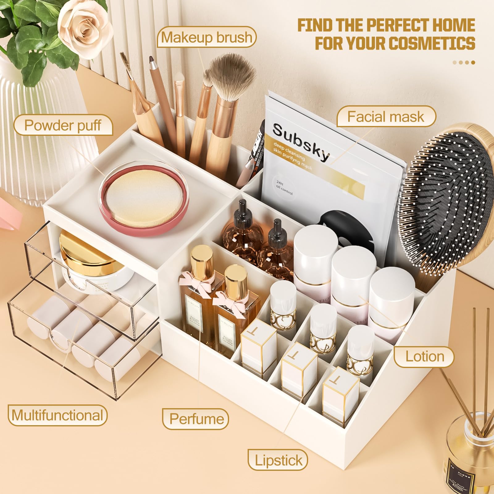 Subsky Makeup and Cosmetic Storage Organizer with Drawers for Dressing Table 4