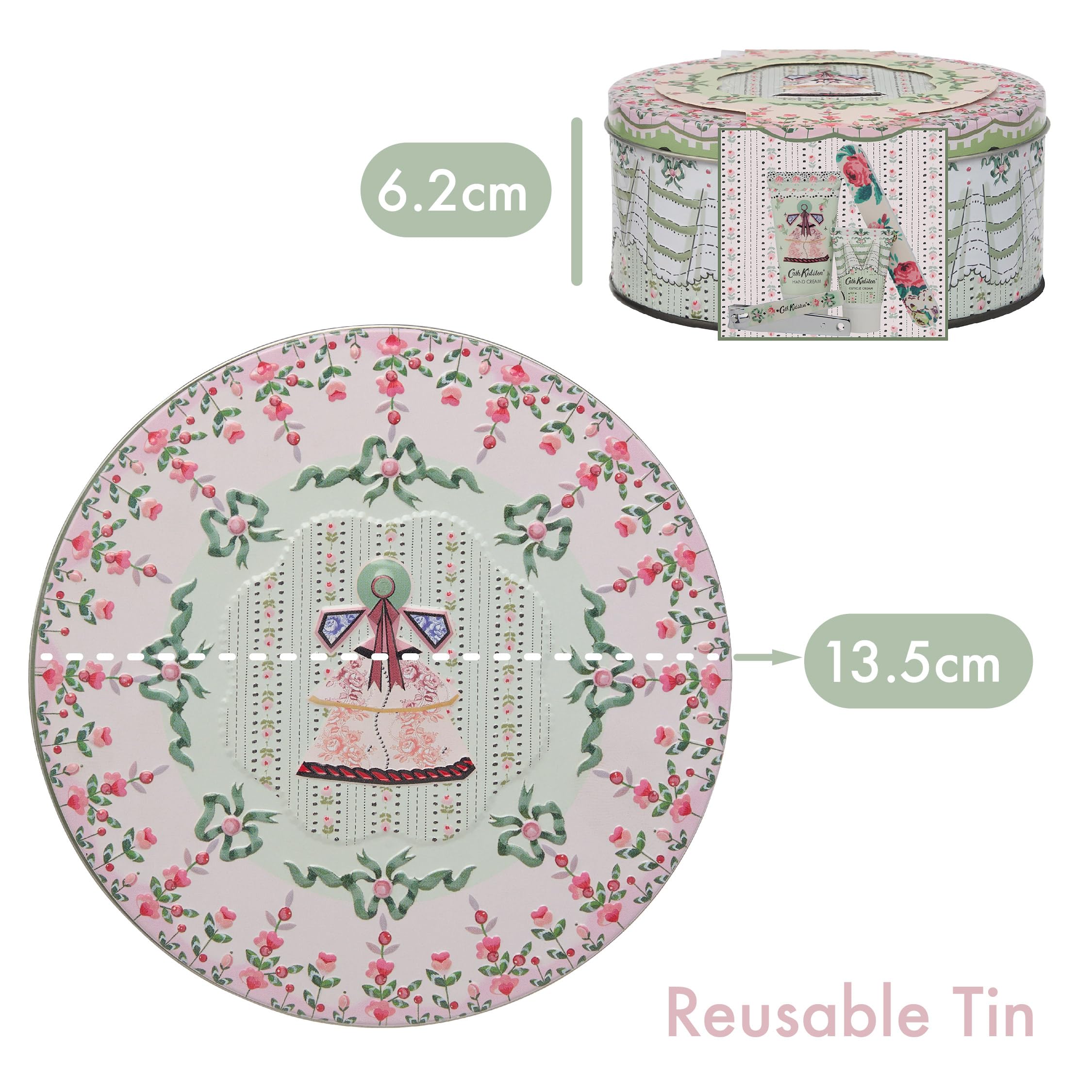 Cath Kidston Manicure Set: Hand Cream, Cuticle Cream, Nail Tools in Embossed Tin 6