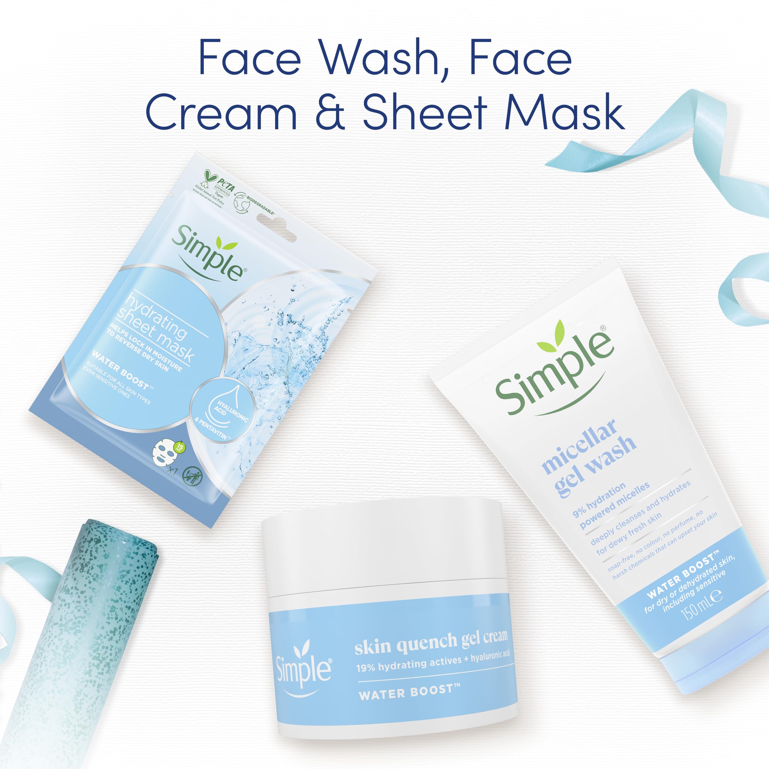 Simple Hydrating Skin Regime Gift Set with Gel Wash, Sheet Mask, and Gel Cream 5