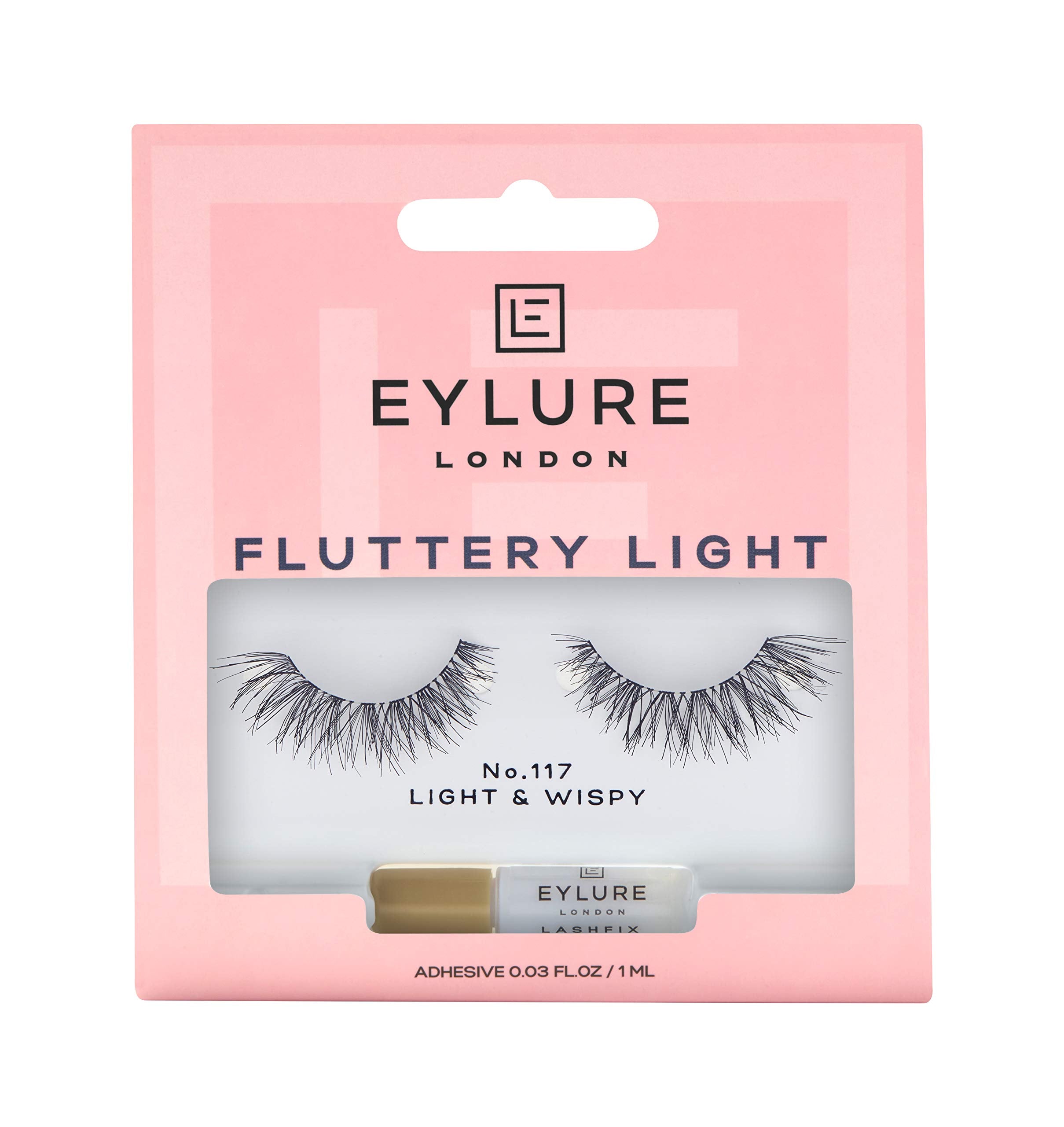 Eylure Fluttery Light No. 117 Texture Strip False Eyelashes with Latex-Free Glue