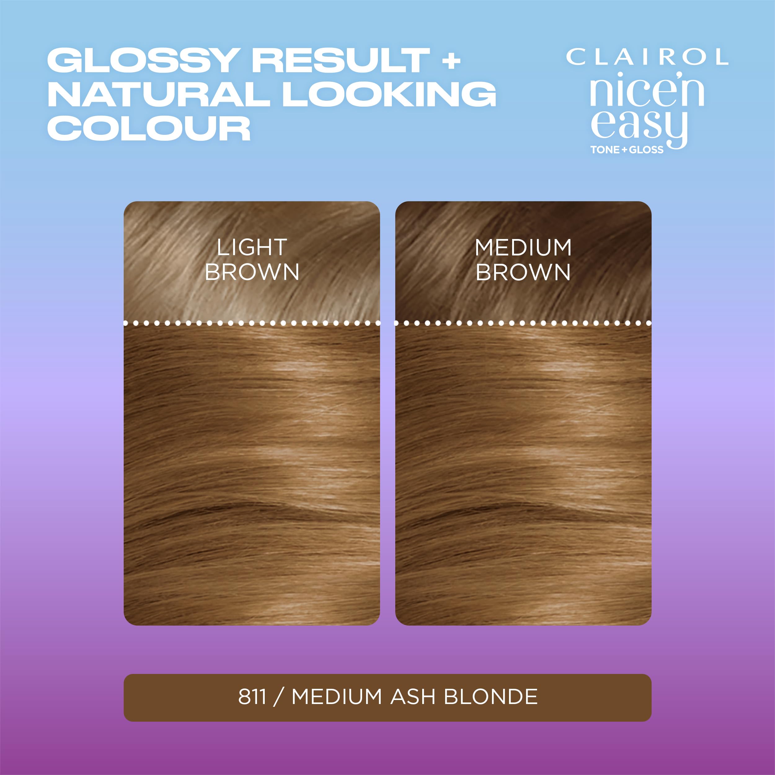 Clairol Nice'n Easy Tone+Gloss Semi-permanente Haarfarbe – 811/73 Mittel-Aschgrau 3