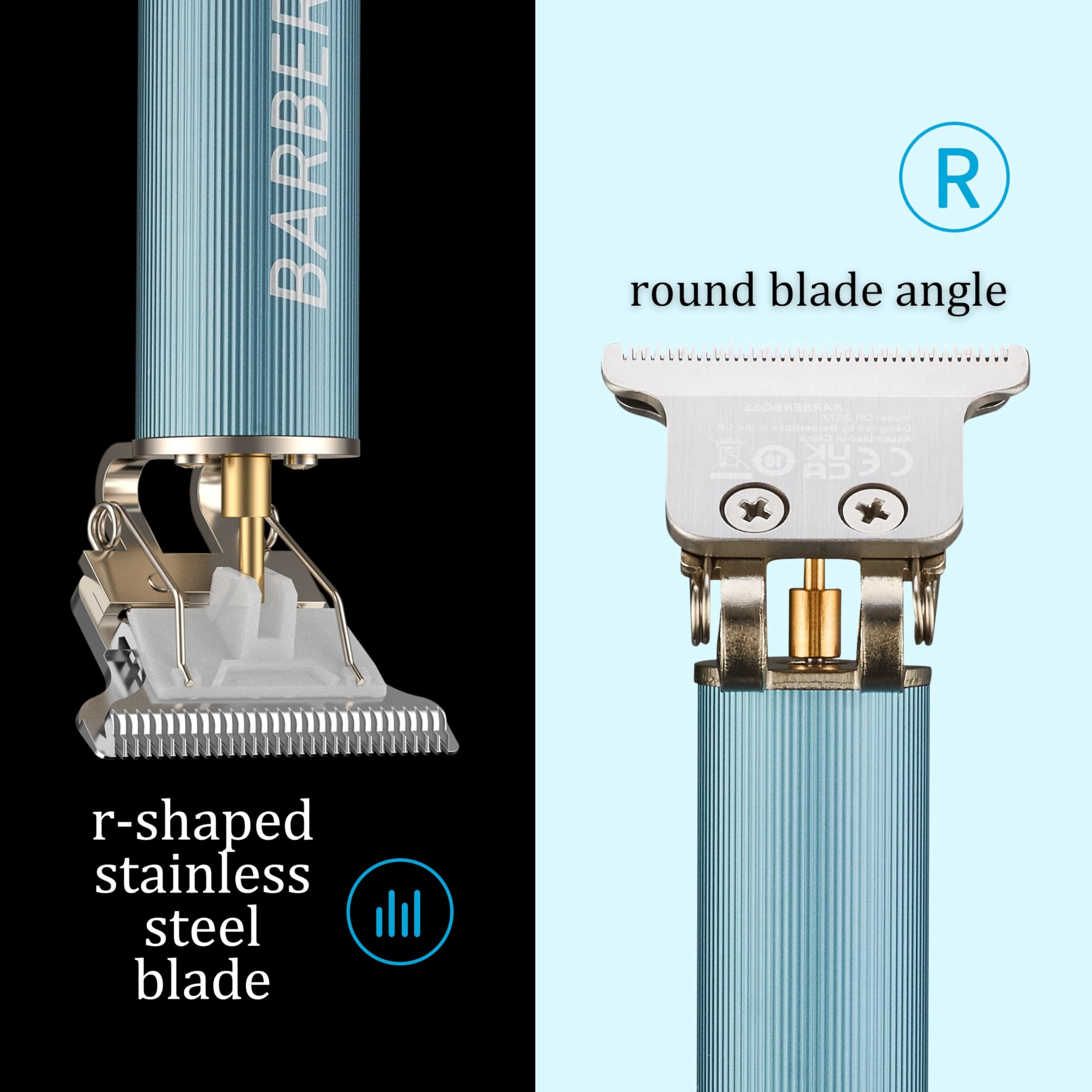 BARBERBOSS Cordless T-Blade Beard Trimmer for Men with 3 Guide Combs - Precision Hair Clipper 5