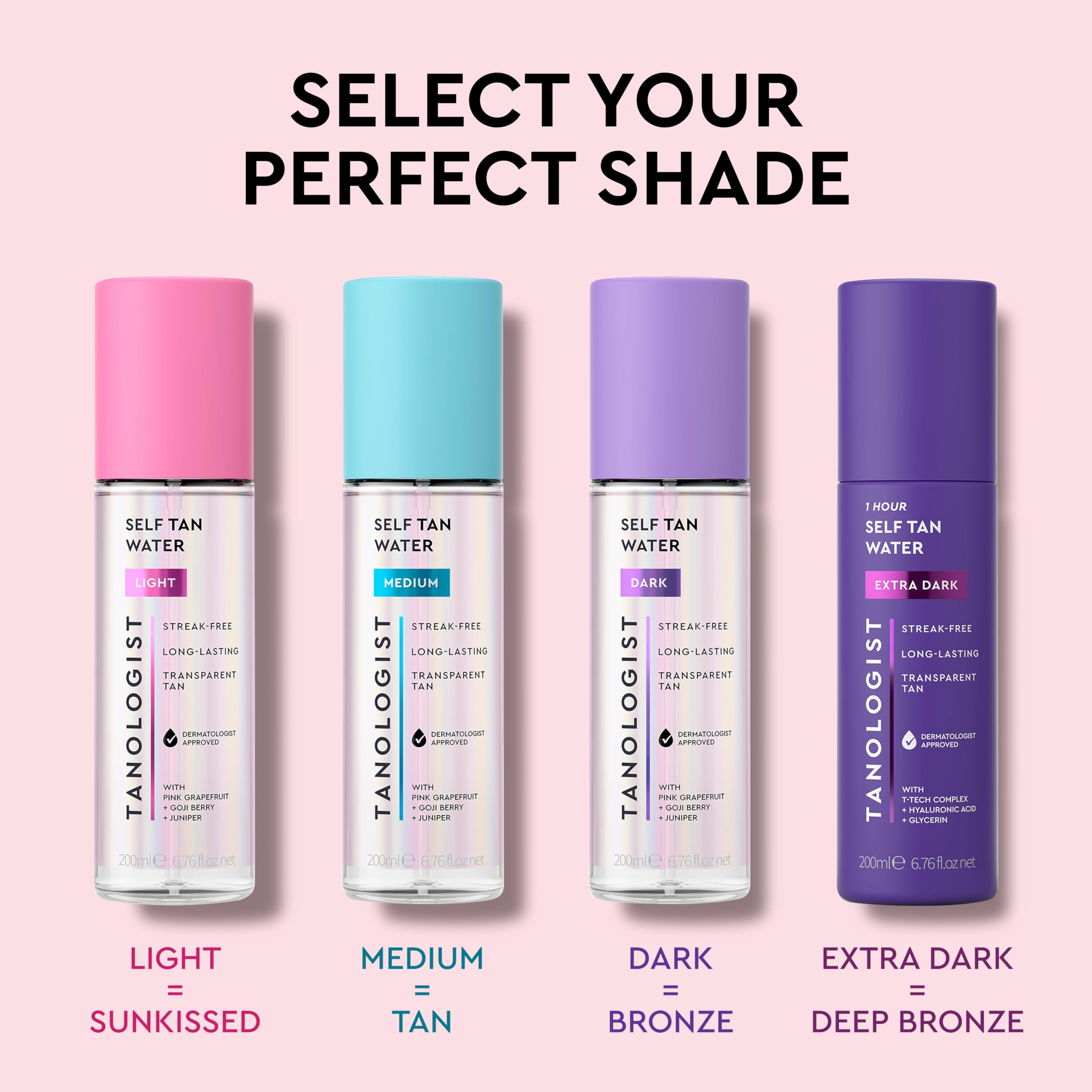 Tanologist Mini Self-Tan Water Light - Travel Size Tanning Mist, Streak-Free Glow, 100ml 6