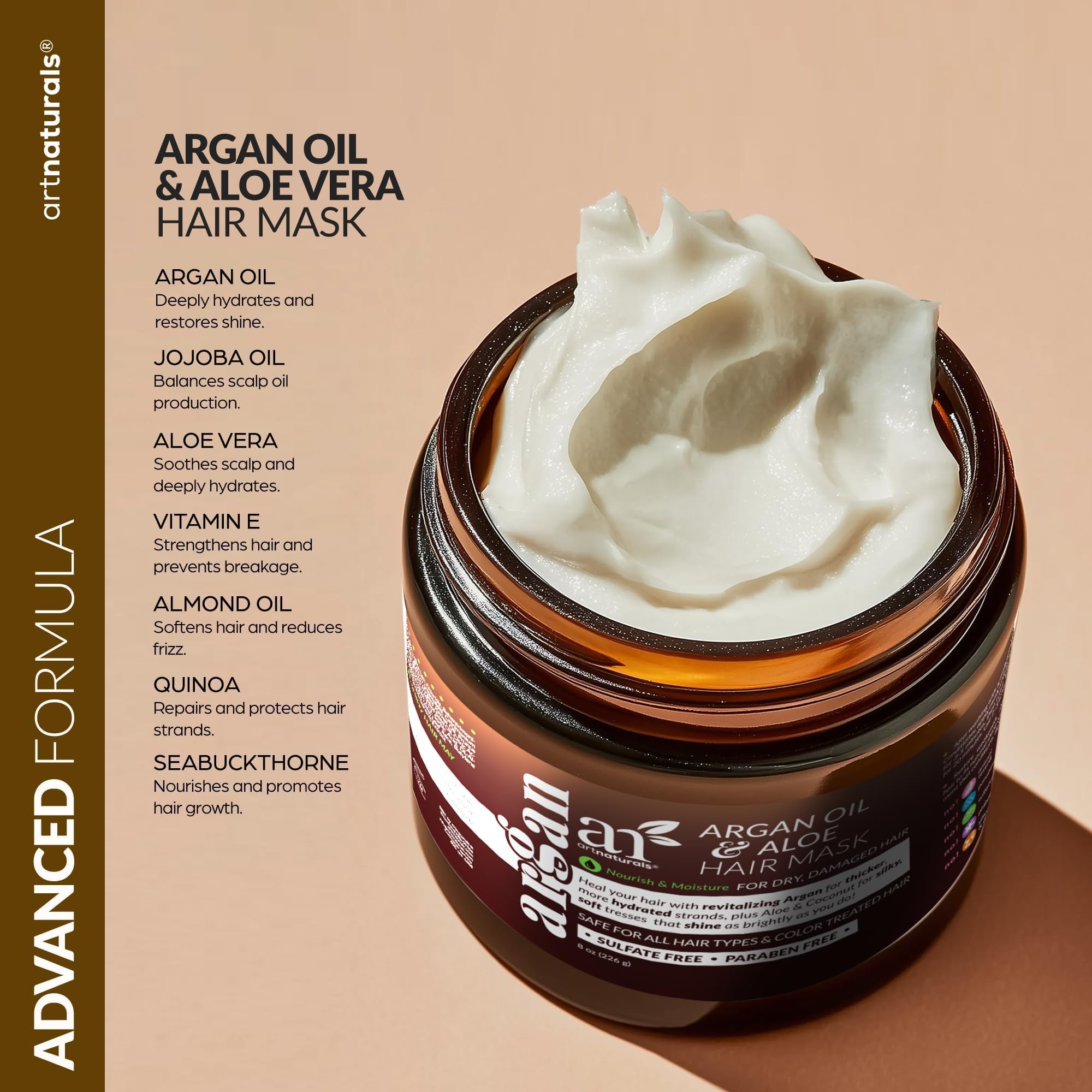 Artnaturals Argan Oil Hair Mask Conditioner and Satin Bonnet Set (8 Oz/226g) 3