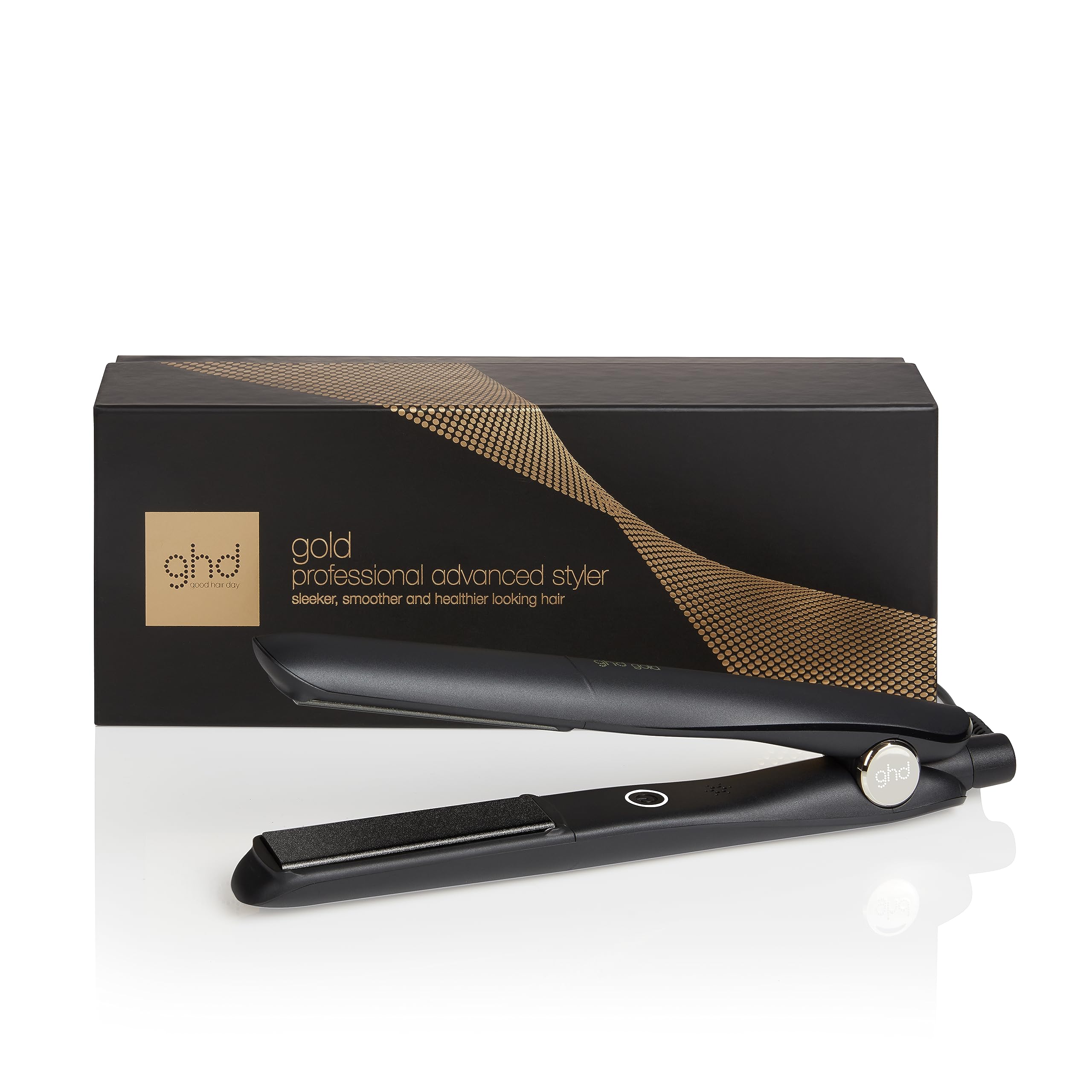 ghd Gold Haarglätter &amp; Styler in Schwarz - Professionelles Styling für geschmeidige, glatte Styles mit mehr Glanz - für alle Haartypen (UK-Stecker)