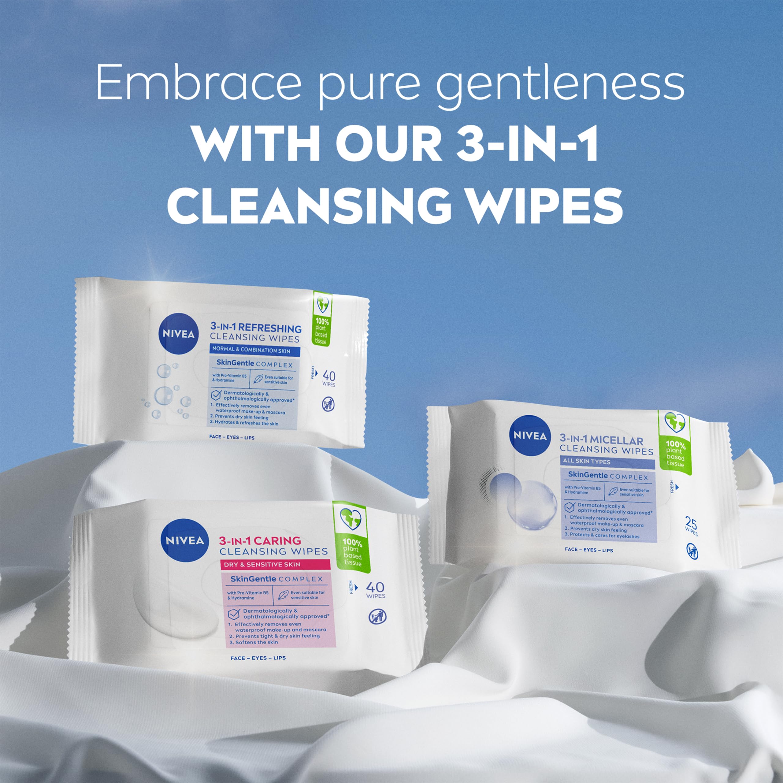 NIVEA 3in1 Caring Cleansing Wipes for Dry Skin with Pro-Vitamin B5 (40 Count) 7