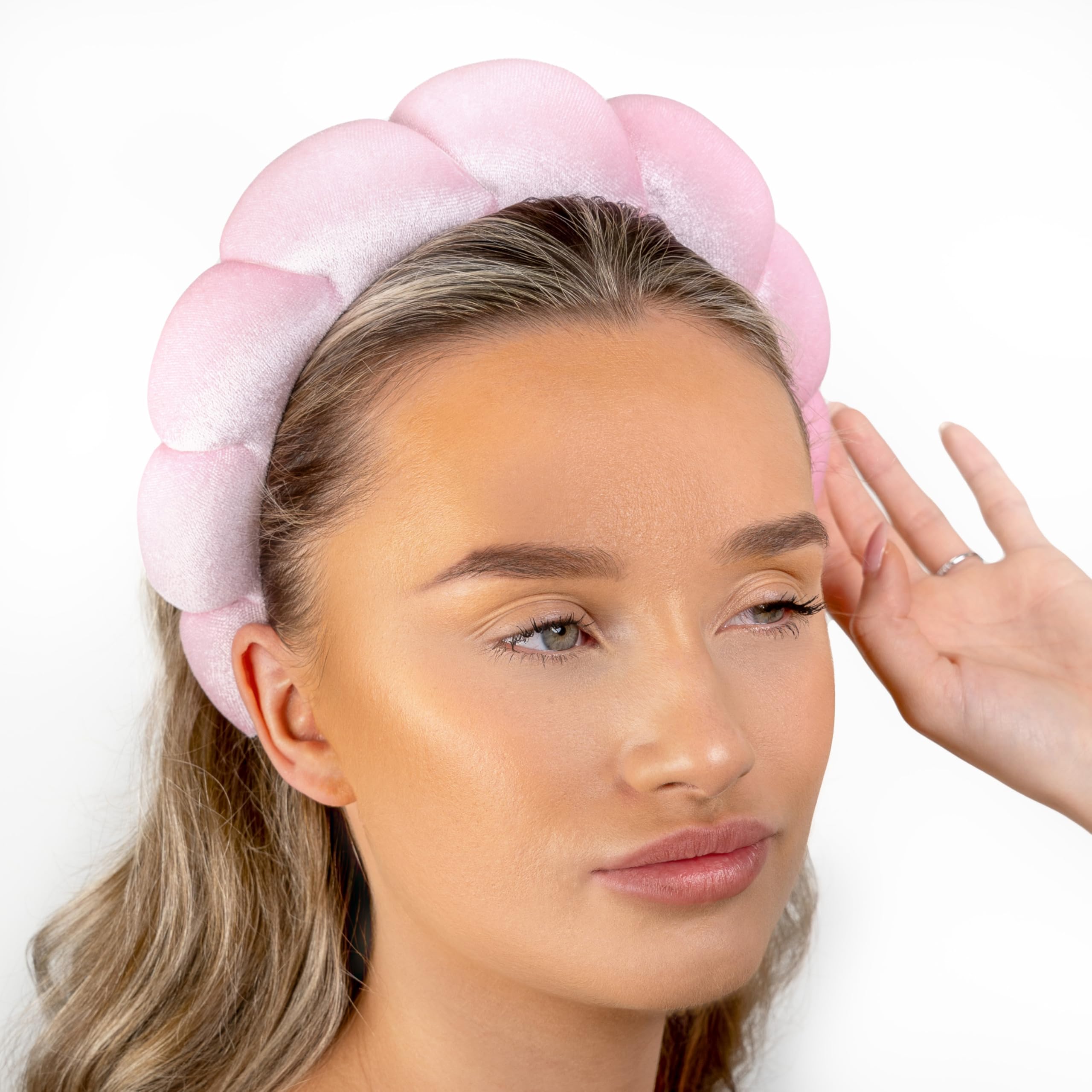 Brushworks Pink Cloud Beauty Headband – Ultra-Soft Terry Cloth for Skincare & Makeup 6