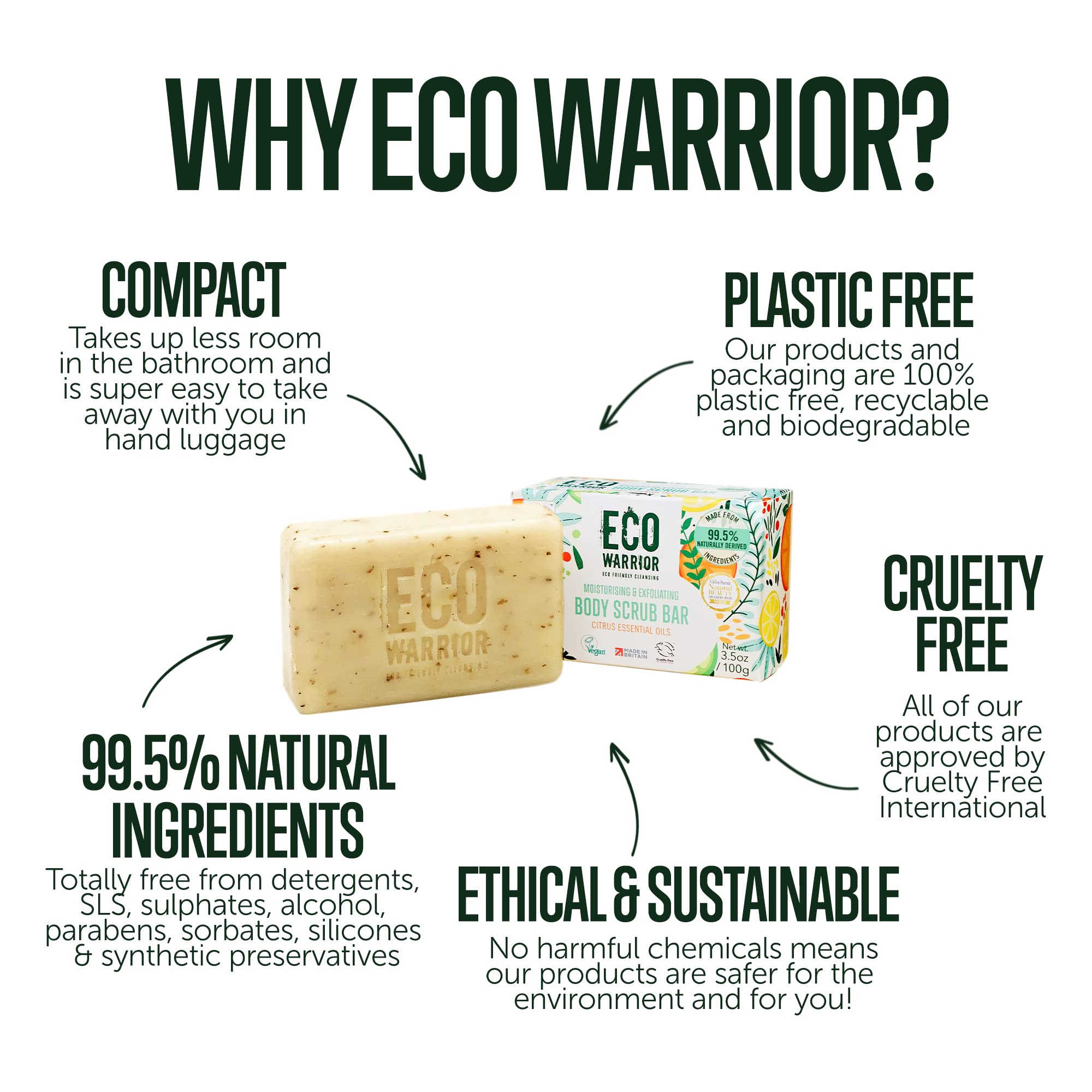 Eco Warrior Körperpeeling-Seife | Umweltfreundliche, natürliche Körperpeeling-Seife 4