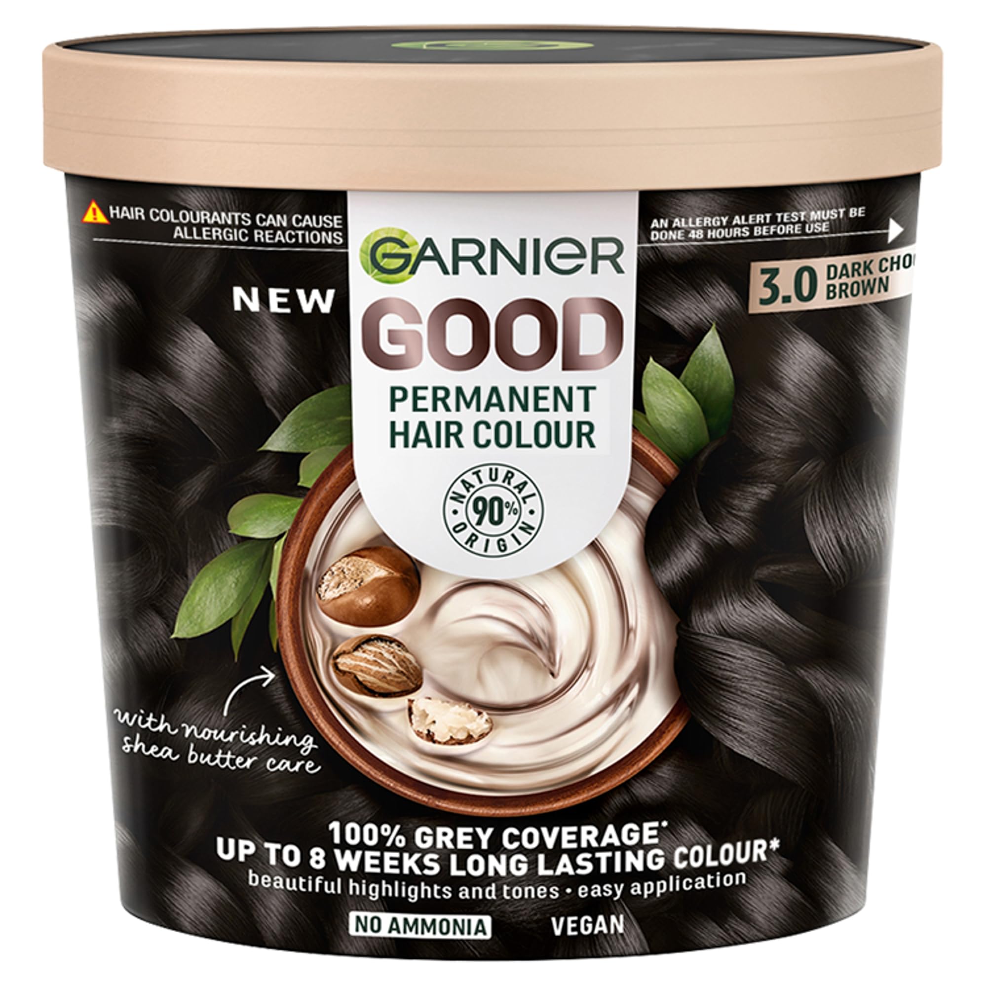Garnier GOOD Permanent Hair Dye - 3.0 Dark Chocolate Brown with Shea Butter