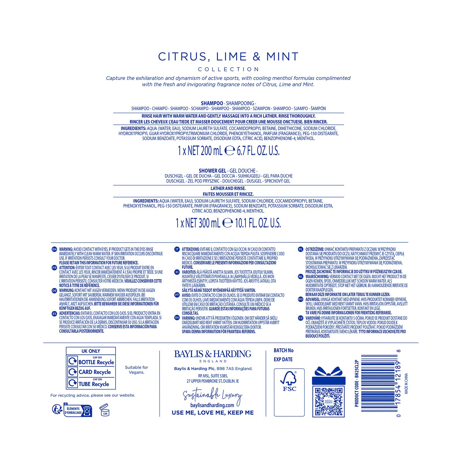 Baylis & Harding Citrus, Lime & Mint Men's Refreshing Shower Duo Gift Set 7