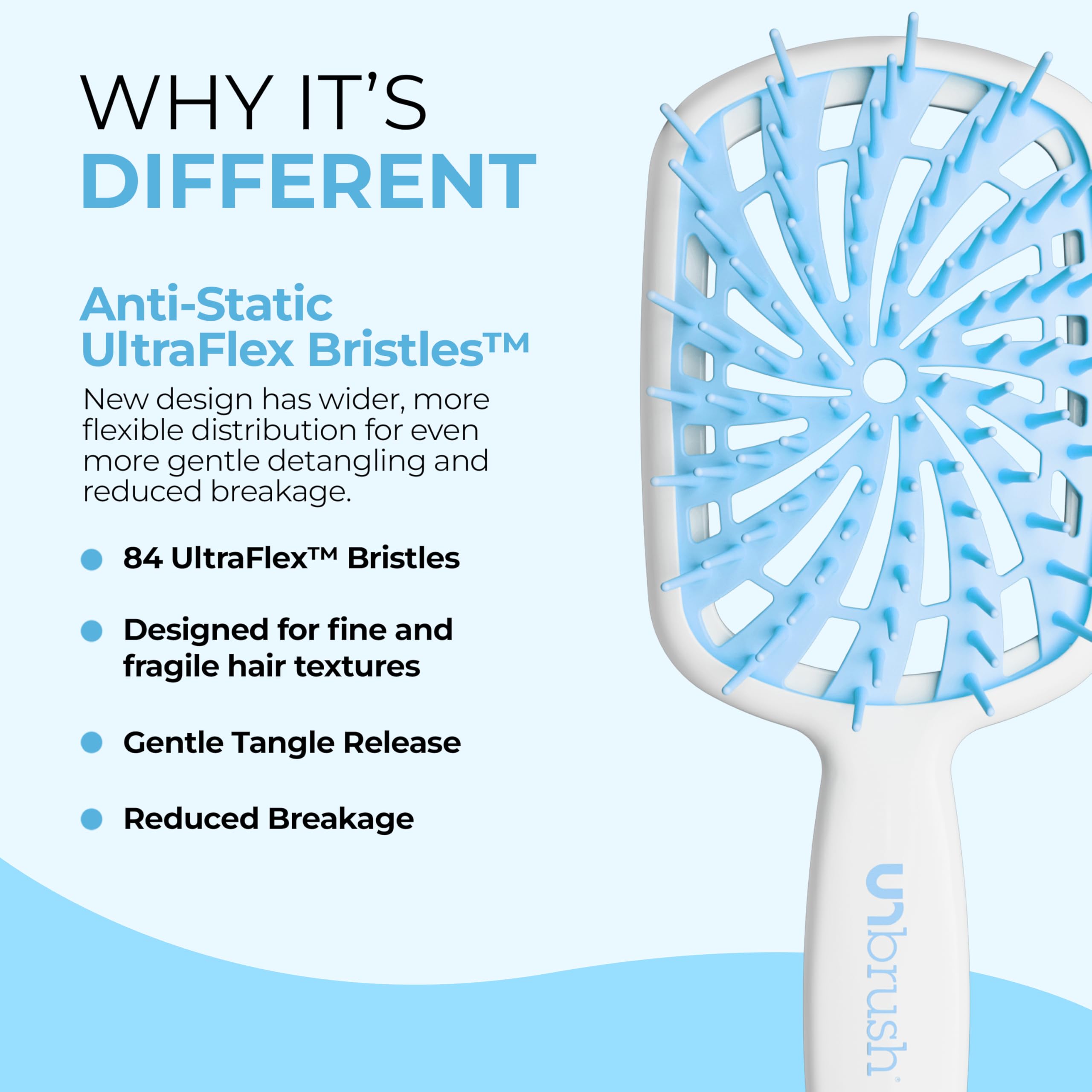 FHI Heat UNbrush Plus Detangling Brush for Curly, Fine, and Fragile Hair with 84 UltraFlex Bristles 3