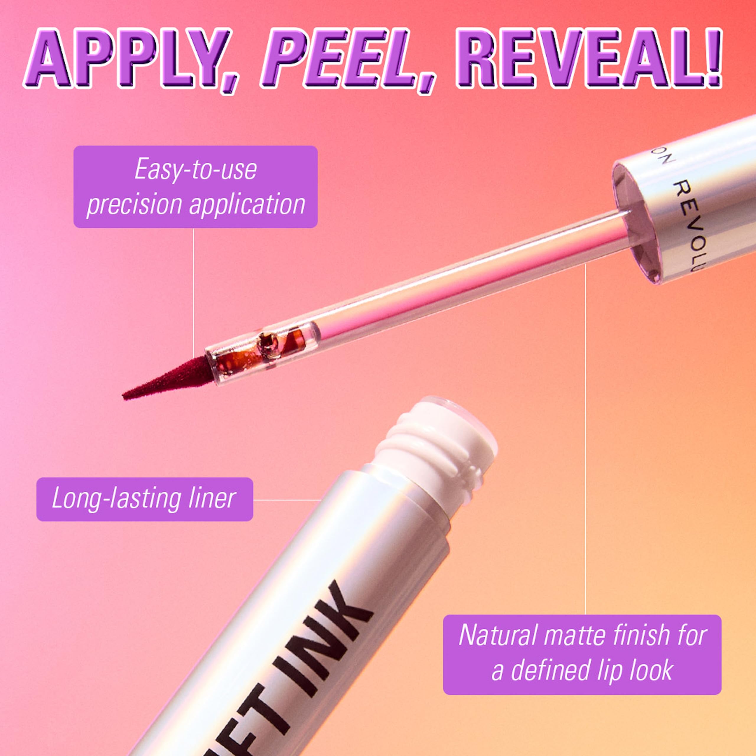 Revolution Lip Shift Ink Peel-Off Lipliner Stain, langanhaltend, mattes Finish, vegan und tierversuchsfrei, Rose Inked, 1,8 ml 4