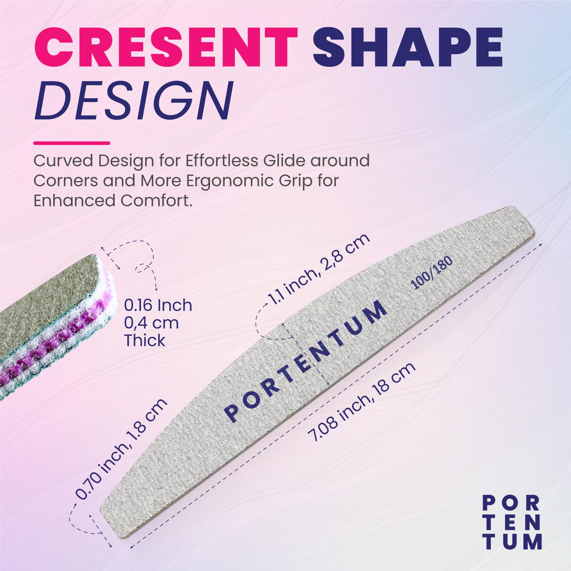 PORTENTUM Professional Nail Files Set (16 Pcs) - 100/180 Grit Double Sided Emery Boards for Manicure & Pet Grooming 7