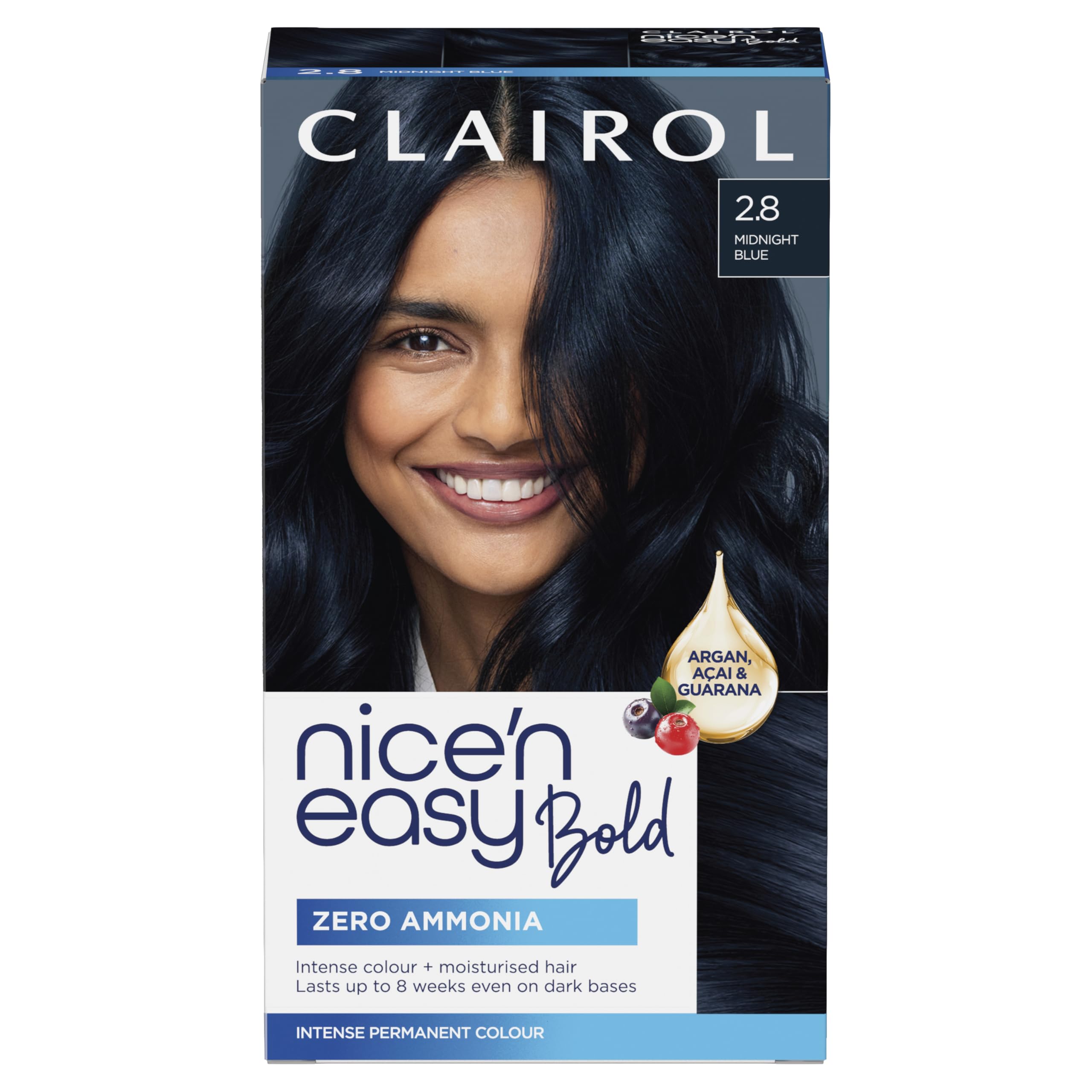 Clairol Nice N Easy Permanent Bold Hair Dye 2.8 Midnight Blue Zero Ammonia