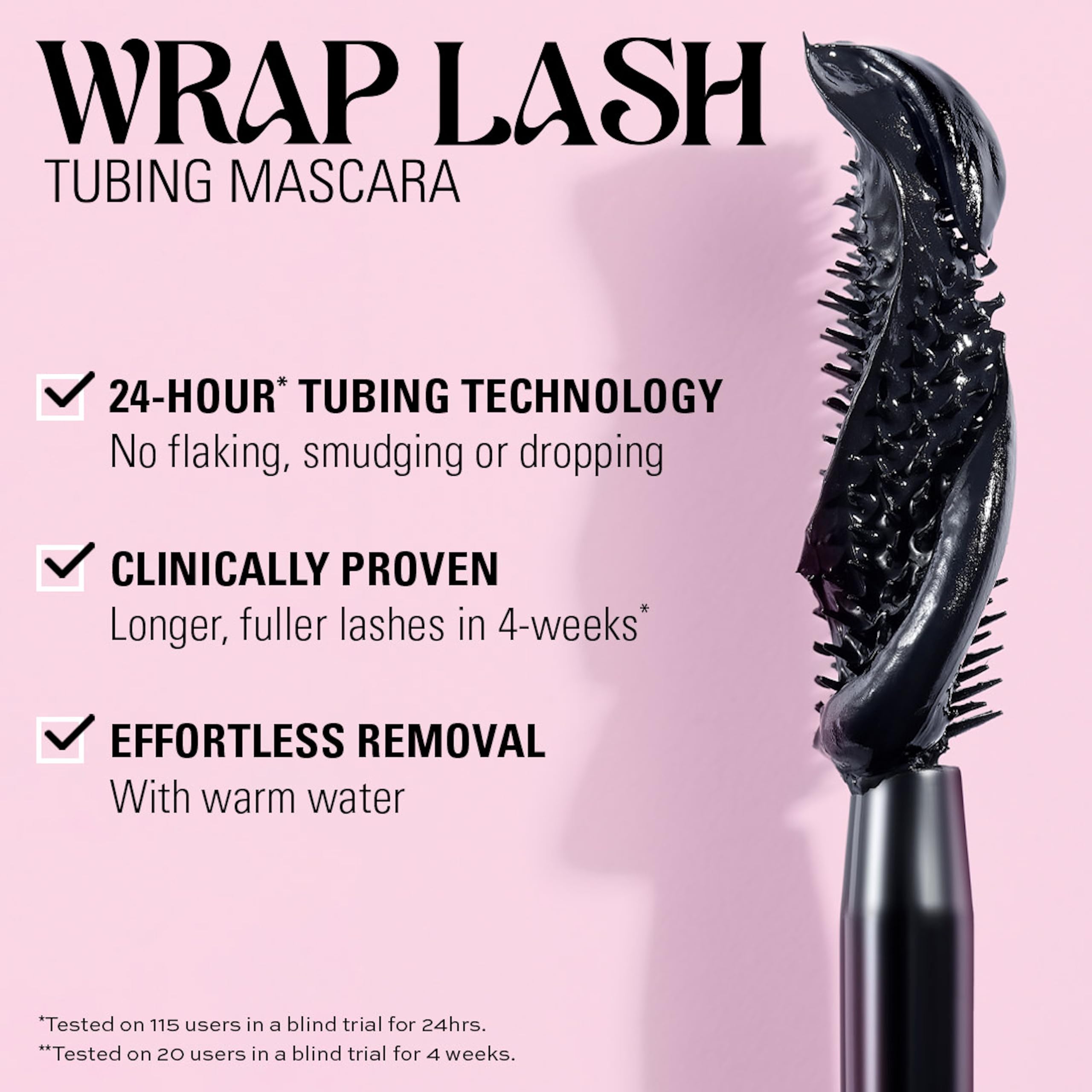 Revolution Wrap Lash Tubing Mascara, wischfest und wasserfest für Länge und Volumen, vegan und tierversuchsfrei, Schwarz, 8,5 ml 6