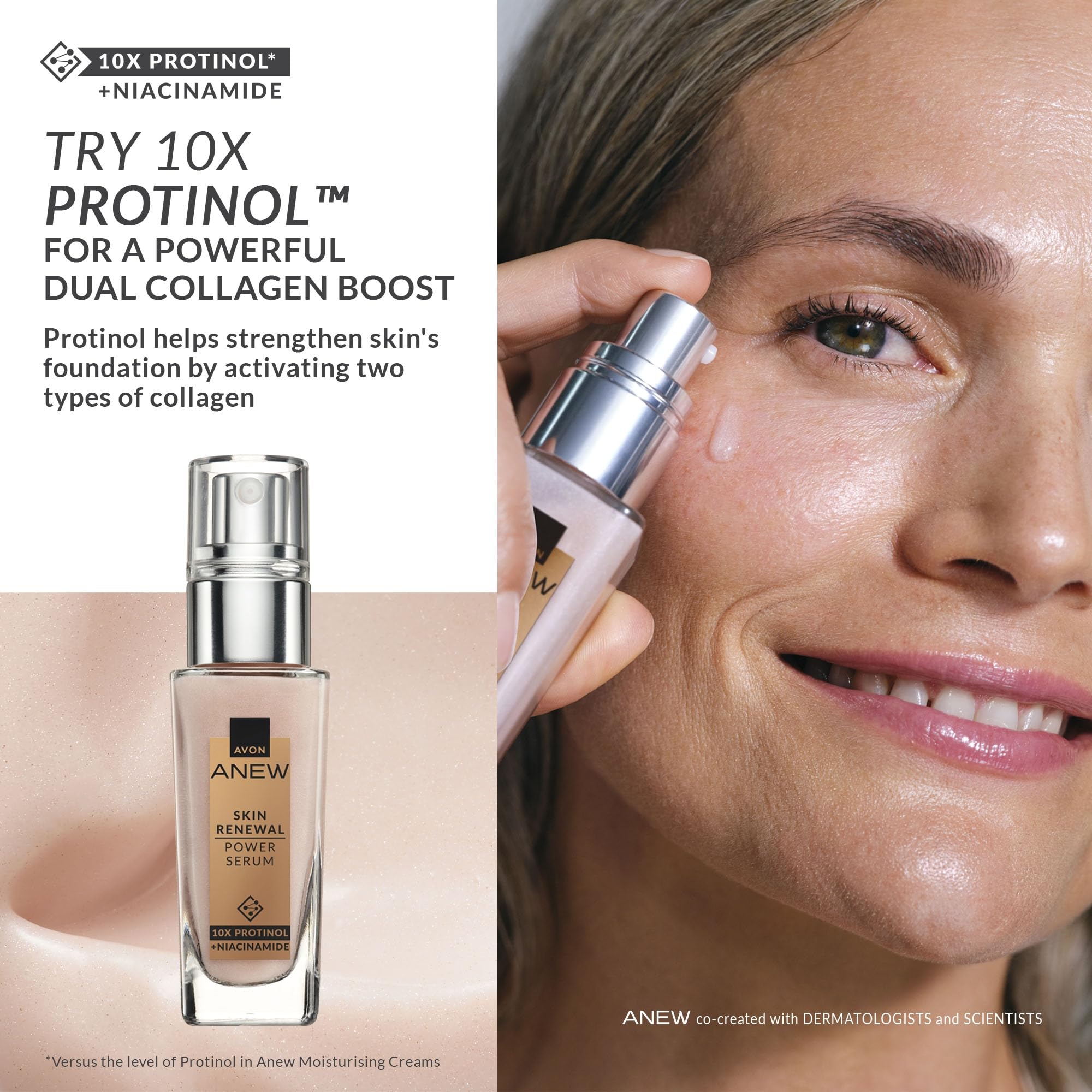 Avon Anew Renewal Power Serum, formuliert mit Protinol™-Technologie und Nia