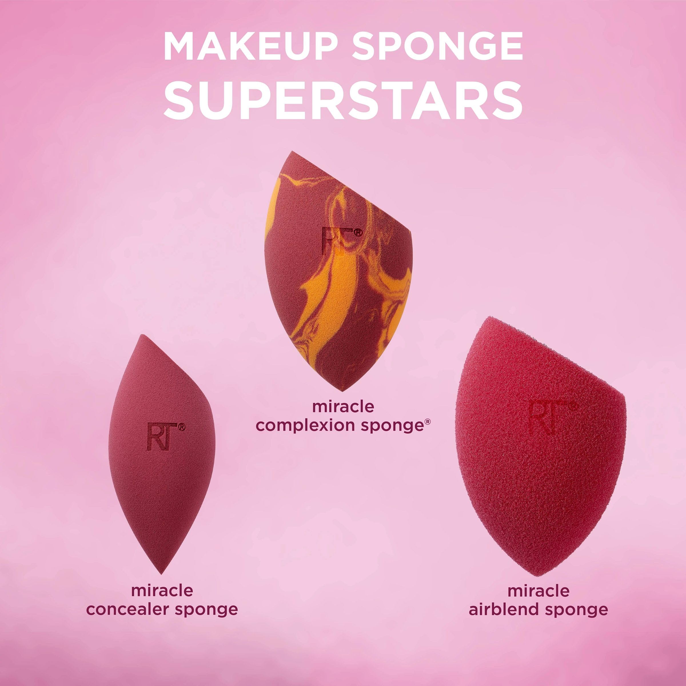 Real Techniques Makeup Sponge Superstars 3-Piece Set: Miracle Complexion, Airblend & Concealer Tools 3