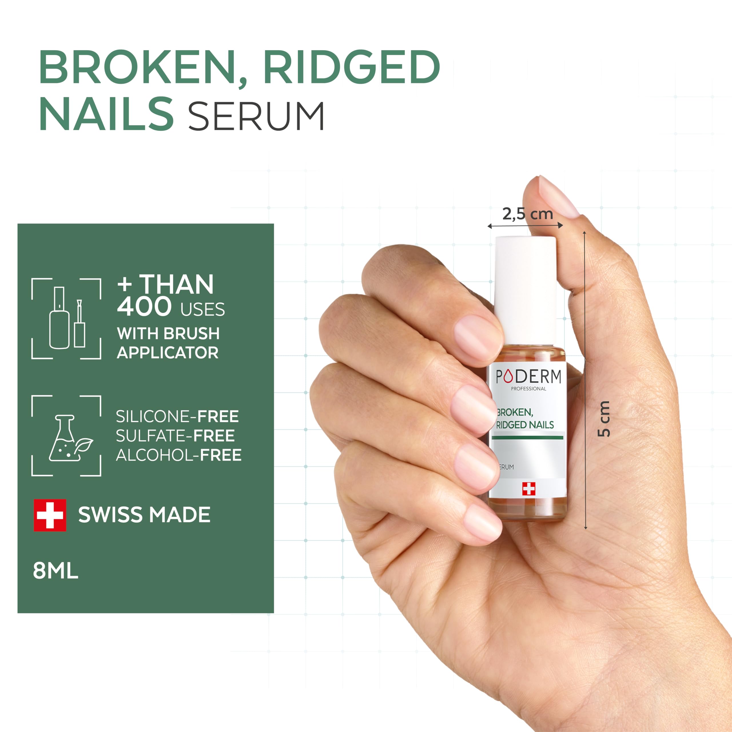 PODERM 5-in-1 Serum für brüchige Nägel – Natürlicher Nagelhärter &amp; Nagelhautreparator 5