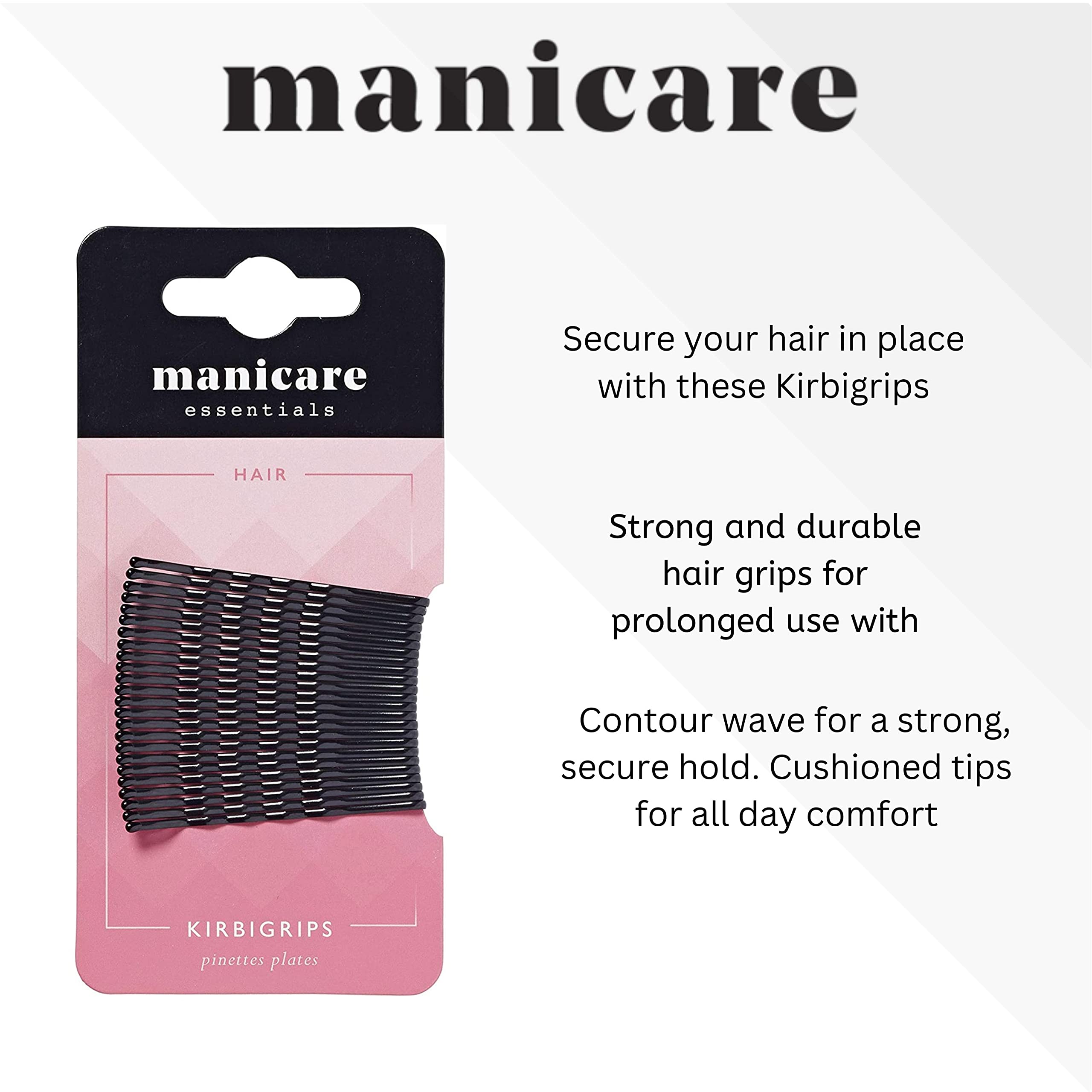 Manicare 24 Kirbigrips Schwarze 5 cm, gewellte Haarnadeln, Haarklammern zum Halten 3