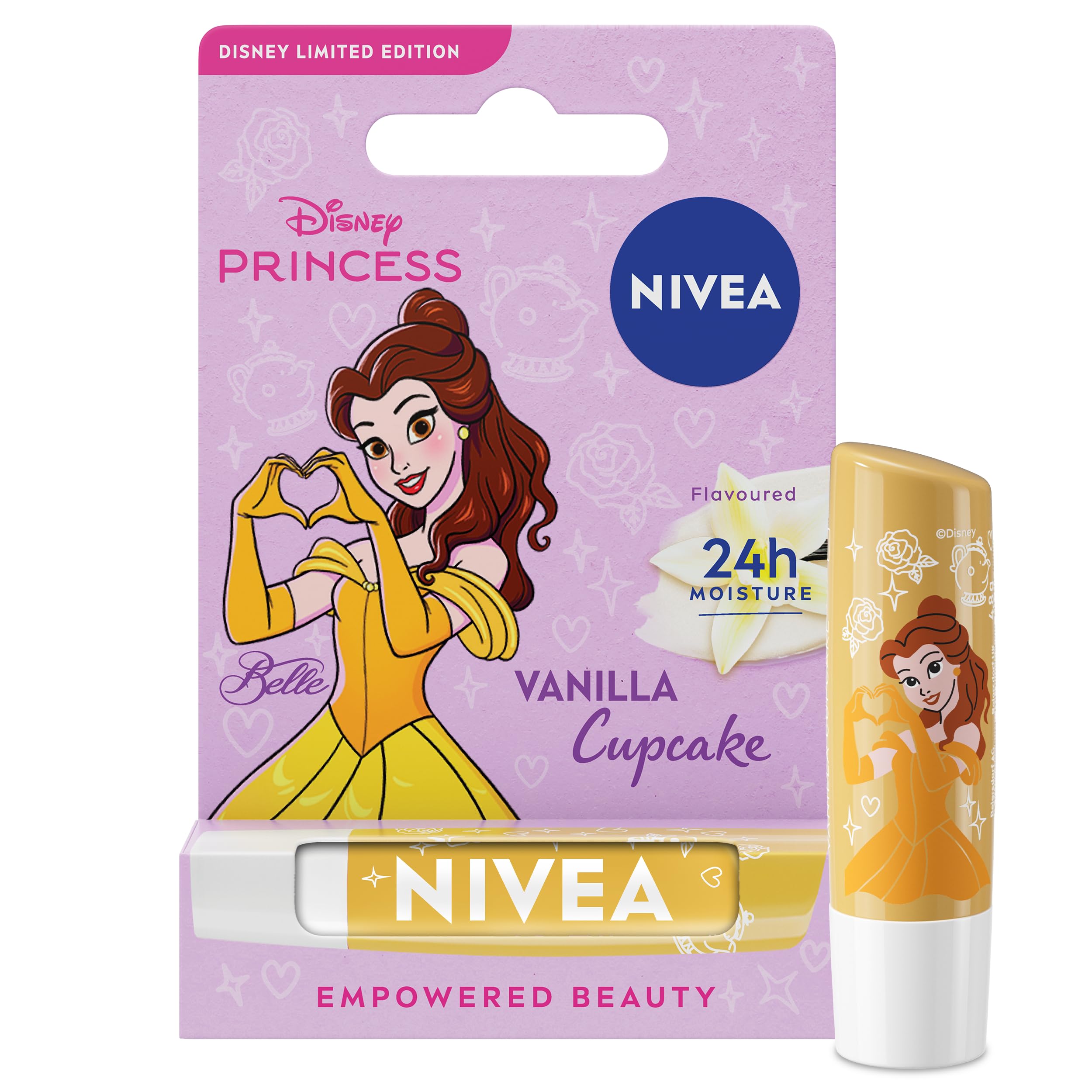 NIVEA Disney Princess Belle Limited Edition Vanilla Cupcake Lip Balm (4.8g) with Shea Butter 1