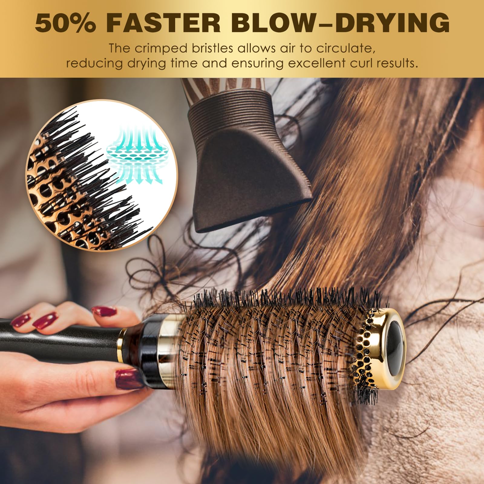 SHINLEA 33MM Aluminium Round Hair Brush for Blow Drying, Volumizing, and Curling 4