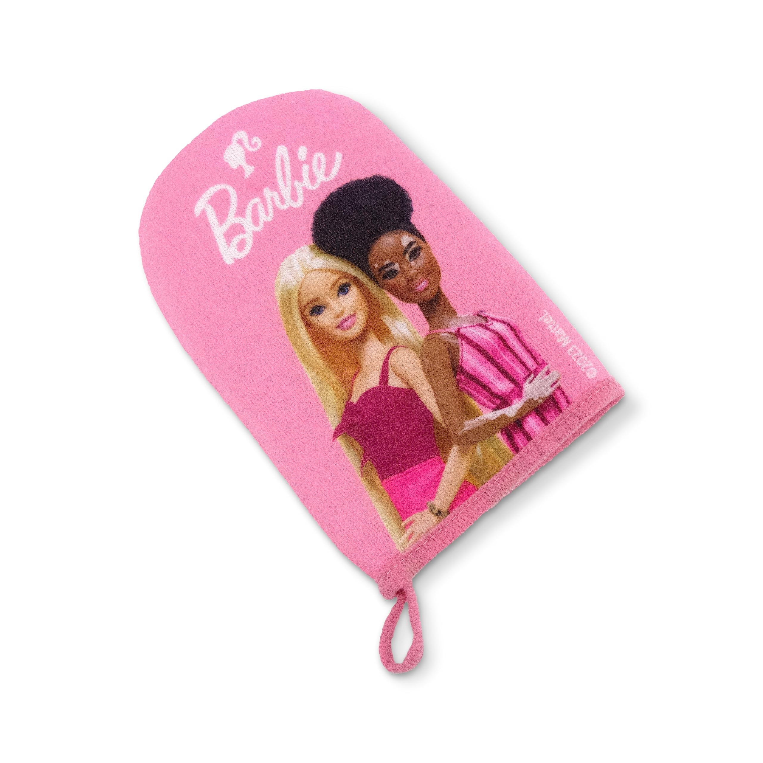 Official Barbie Children's Bath Wash Mitt - Soft Flannel Alternative Sponge