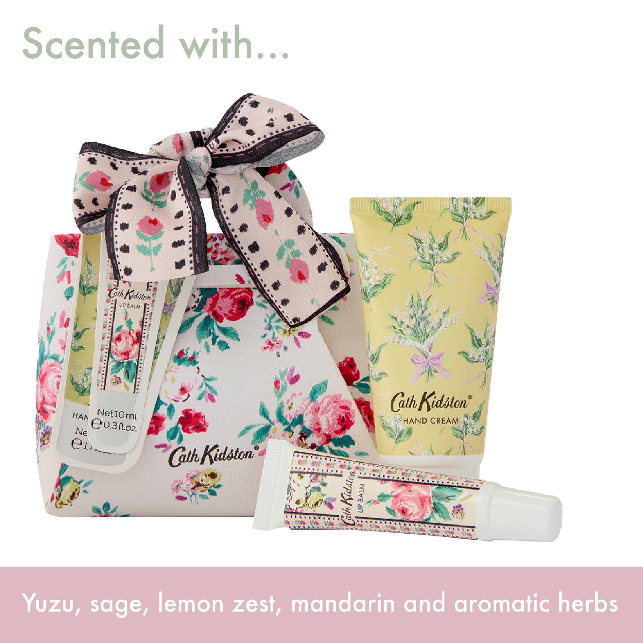 Cath Kidston Hand Cream & Coconut Lip Balm Gift Set in Rose Print Mini Handbag 5