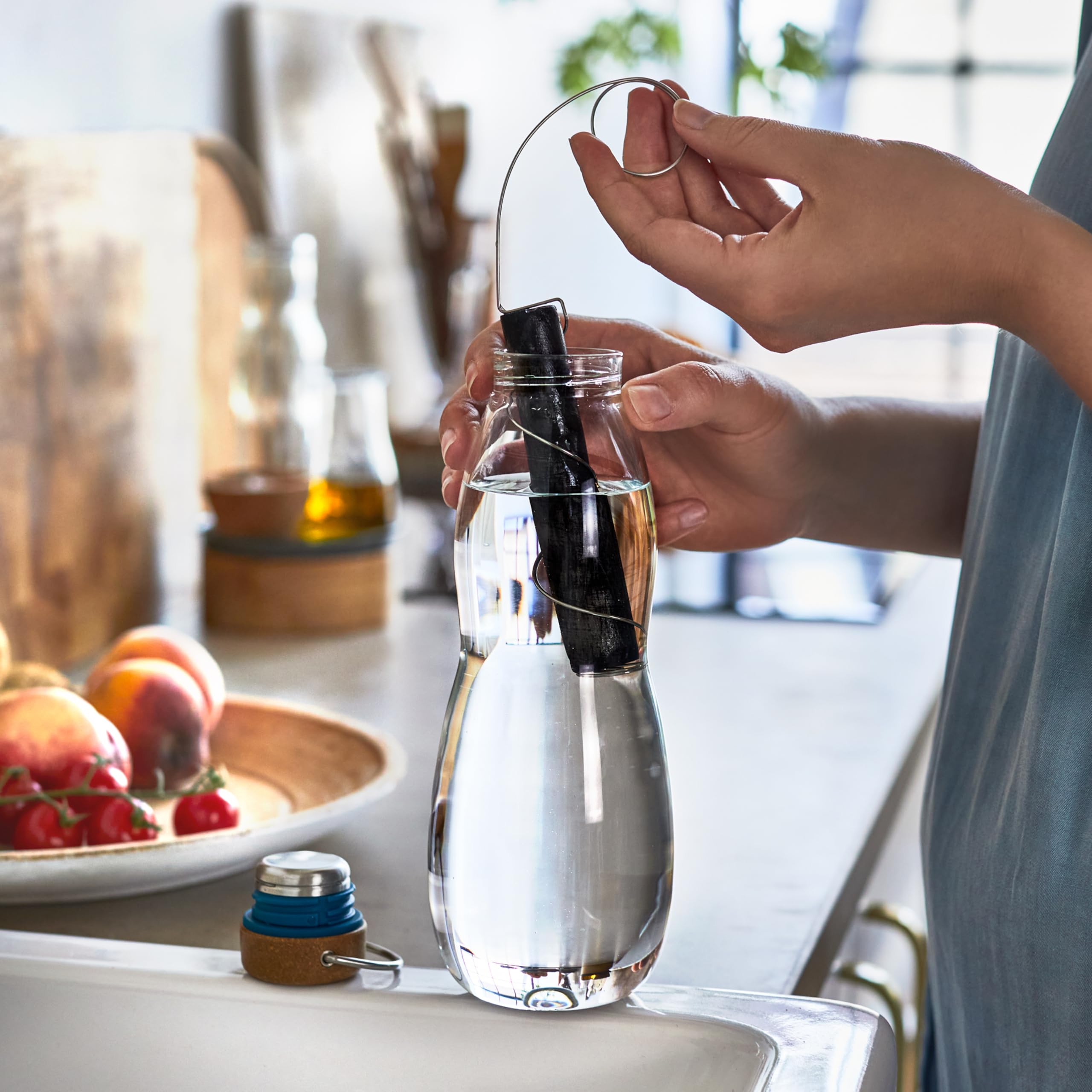 BLACK + BLUM Eau Good Glass Water Bottle with Charcoal Filtration 6