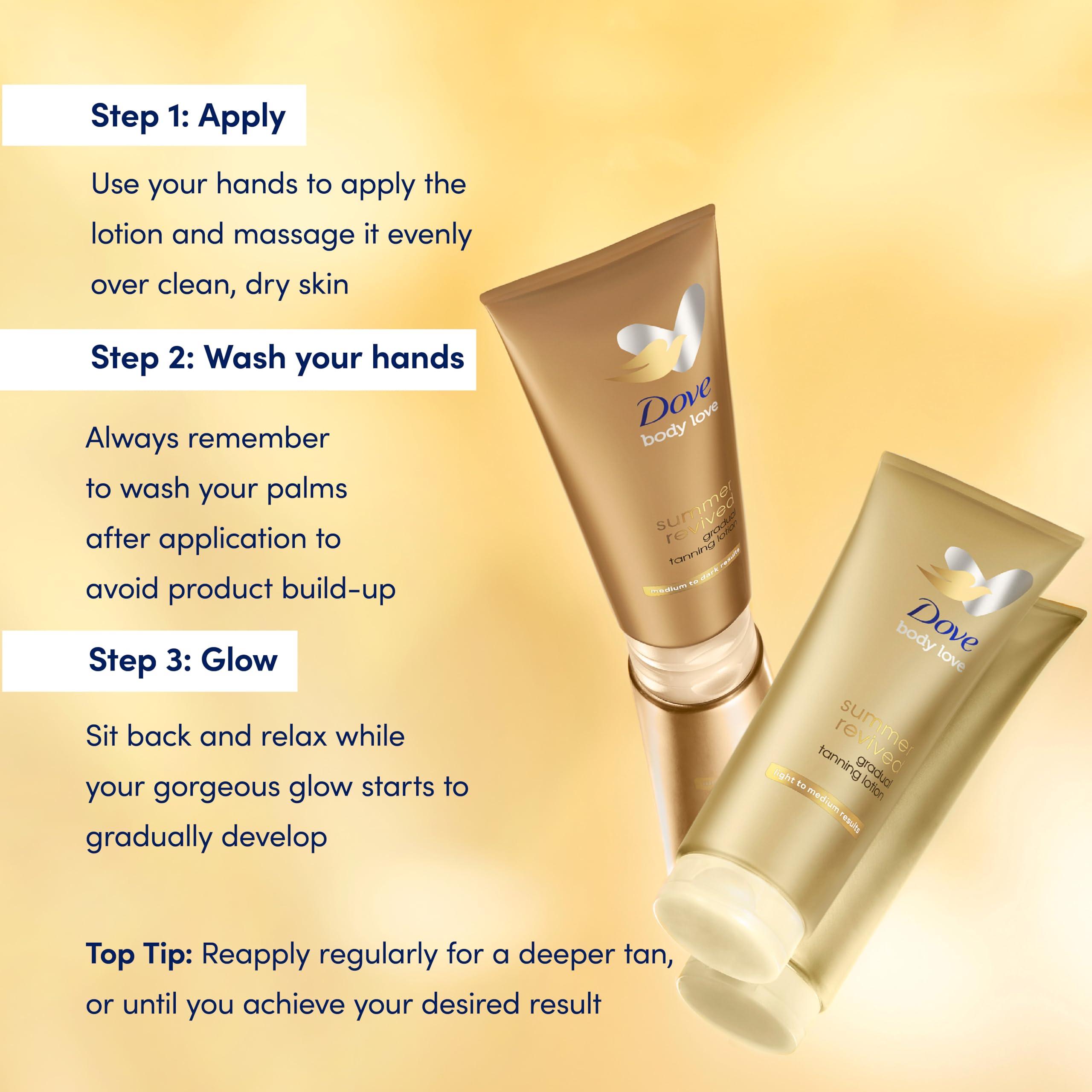 Dove DermaSpa Summer Revived Gradual Self Tan Lotion Light to Medium for All Skin Types 200 ml 3