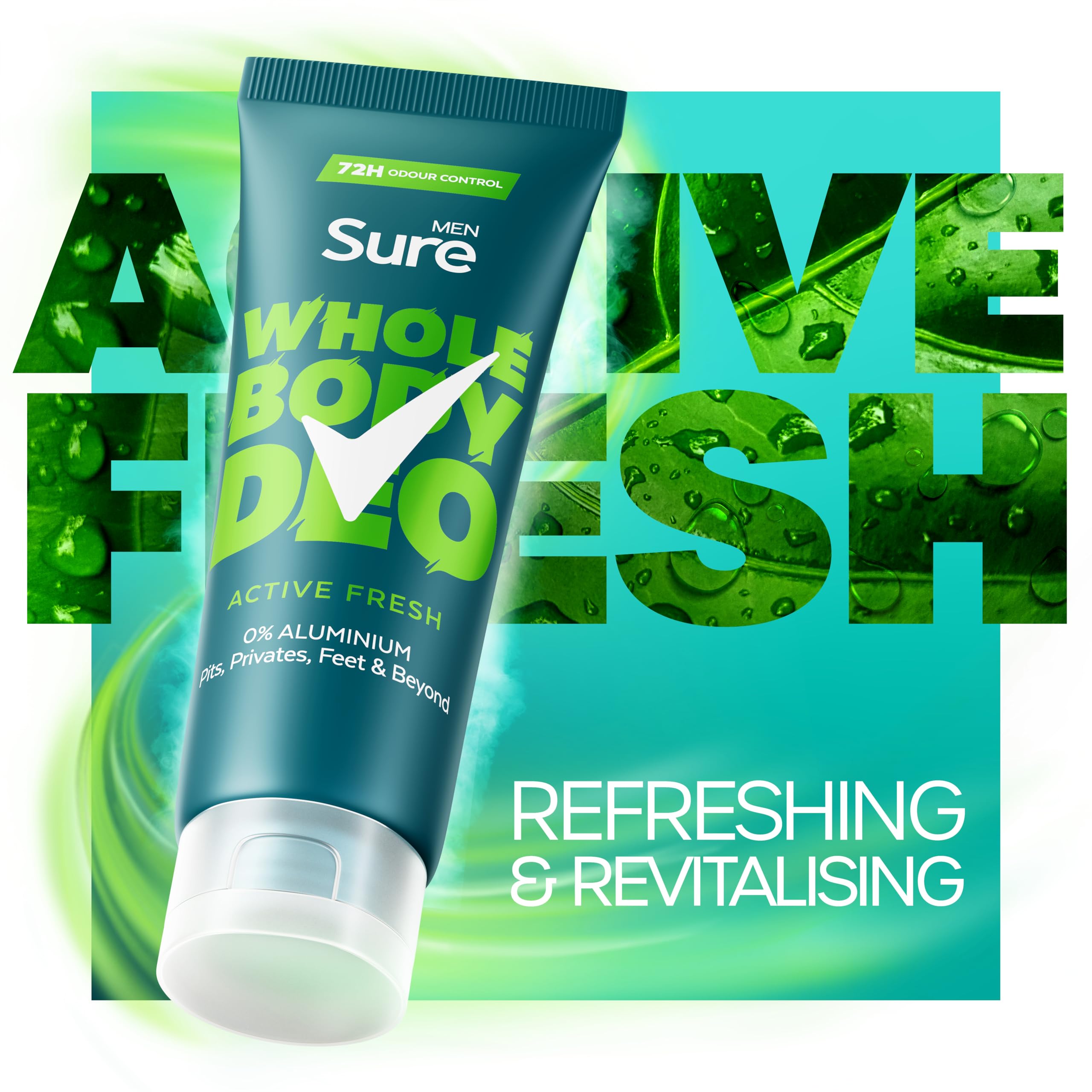 Sure Men Active Fresh Whole Body Deodorant Cream, 72H Odour Control, Citrus & Woody Scent, 75ml 3